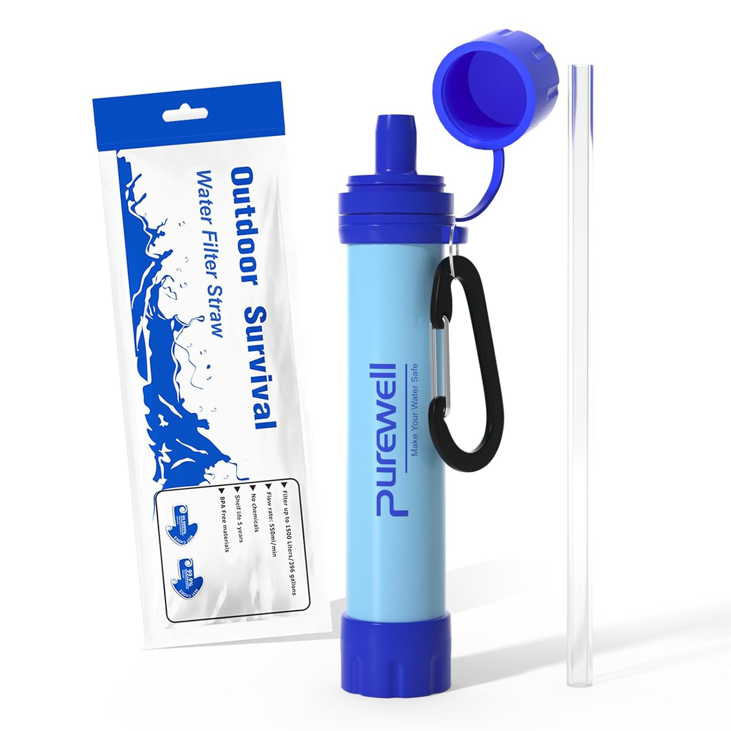 Outdoor Water Filter Personal Water Filtration Straw Emergency Survival Gear Wat