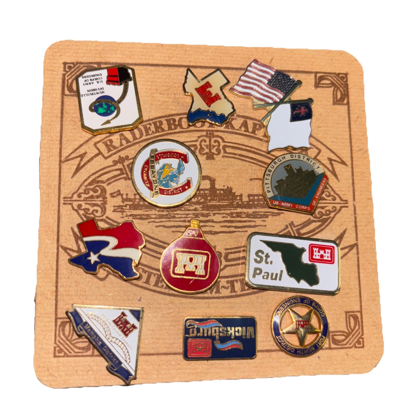Collection of Army Corps of Engineers and Location - Themed Enamel Pins