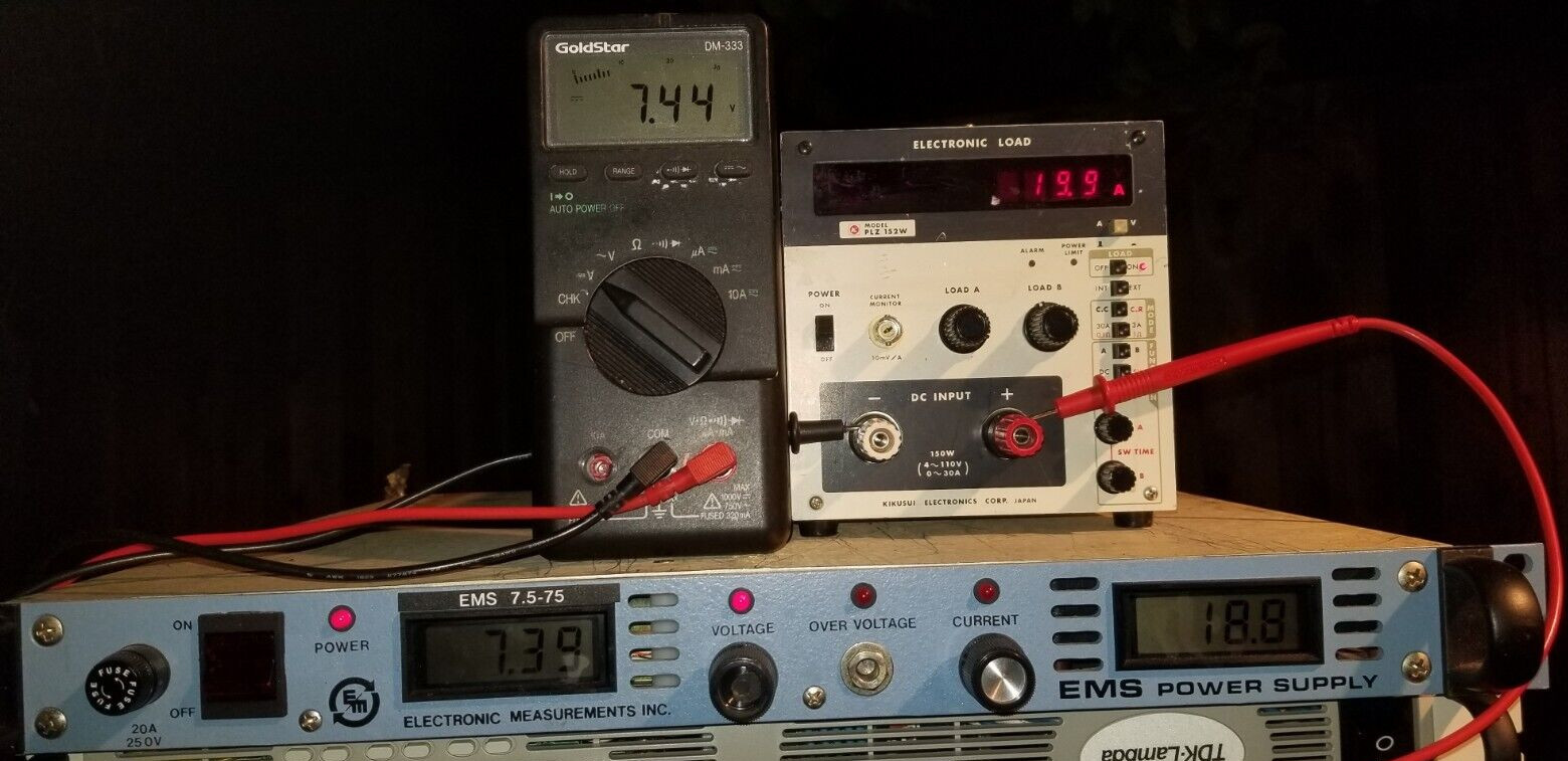 EMI EMS7.5-75A DC Power Supply 1kW 75A 7.5V TESTED! US Made 1U Rack mount 19 lb