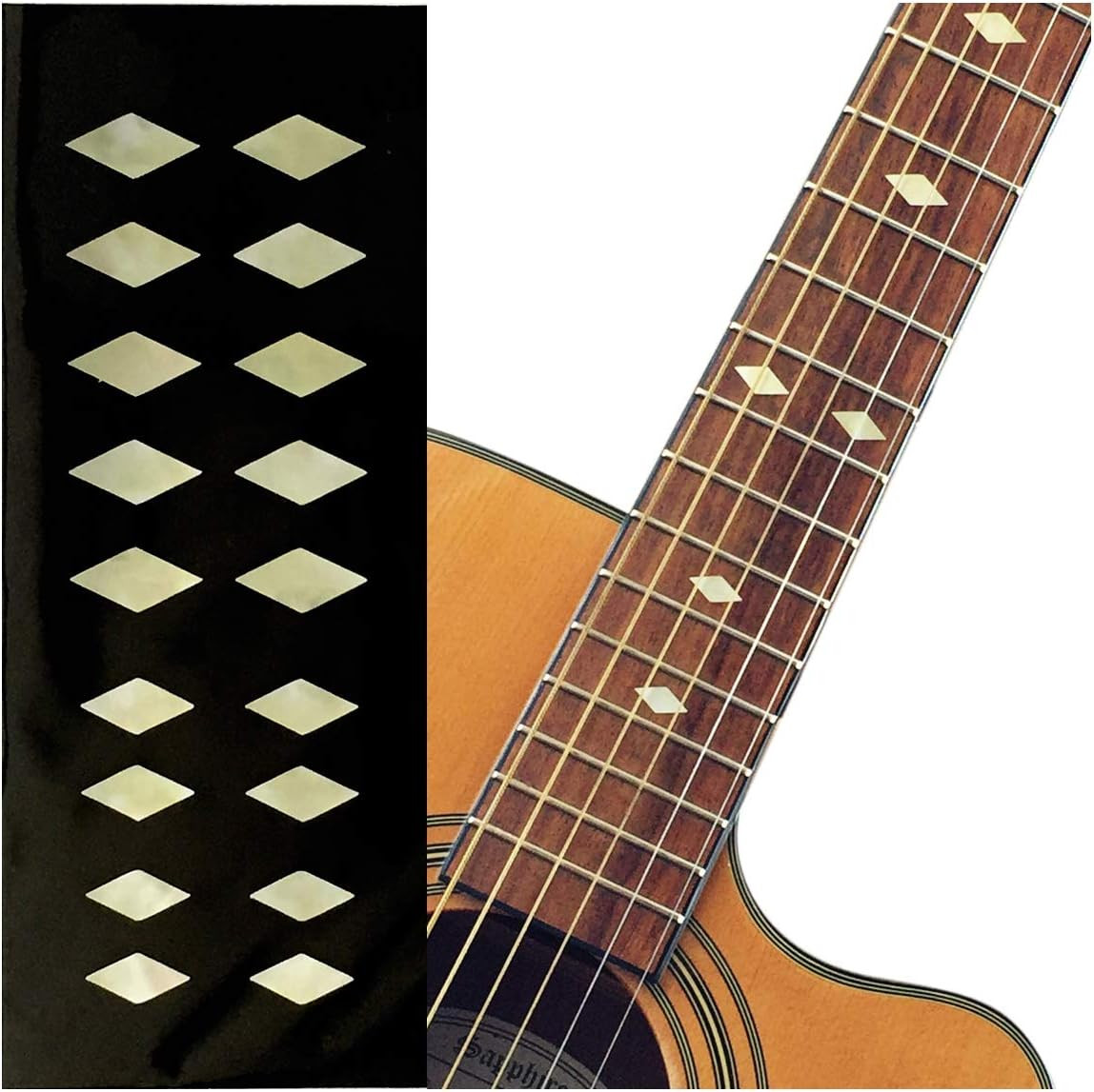 Traditional Diamond (Aged White Pearl) Guitar Bass Ukulele Inlay Sticker F-307DD