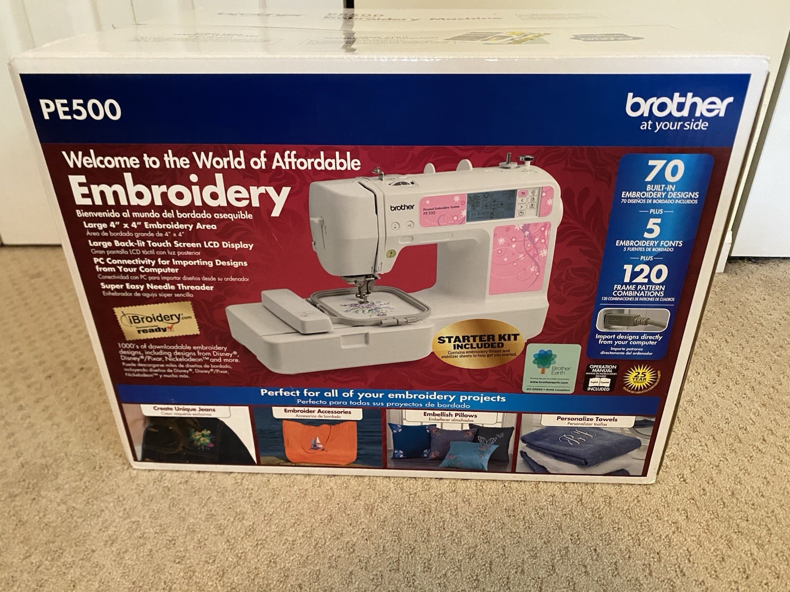 New Sealed Brother Embroidery Sewing Machine PE500