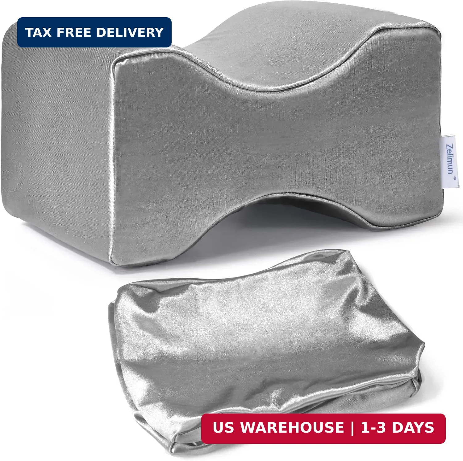 Knee Pillow Cover Replacement 10" x 8" x 6.3", Leg Pillowcase with Long Zipper,