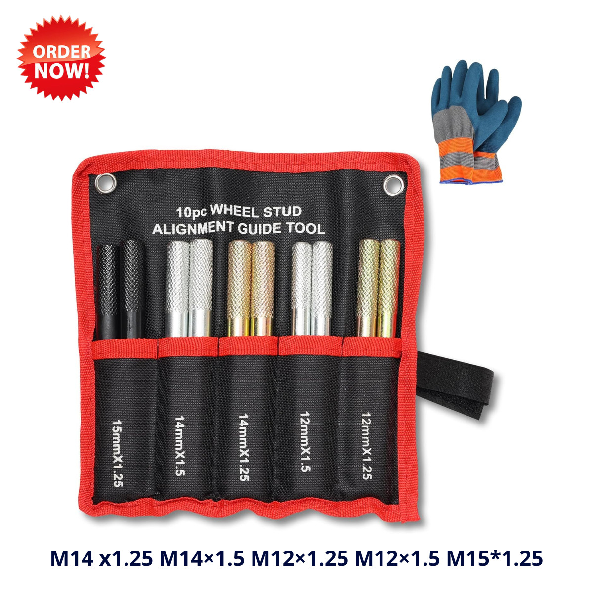 10Pc Wheel Hanger Alignment Pin Guide Tool M14x1.5 M14x1.25 M12x1.5 M12x1.25 Lug