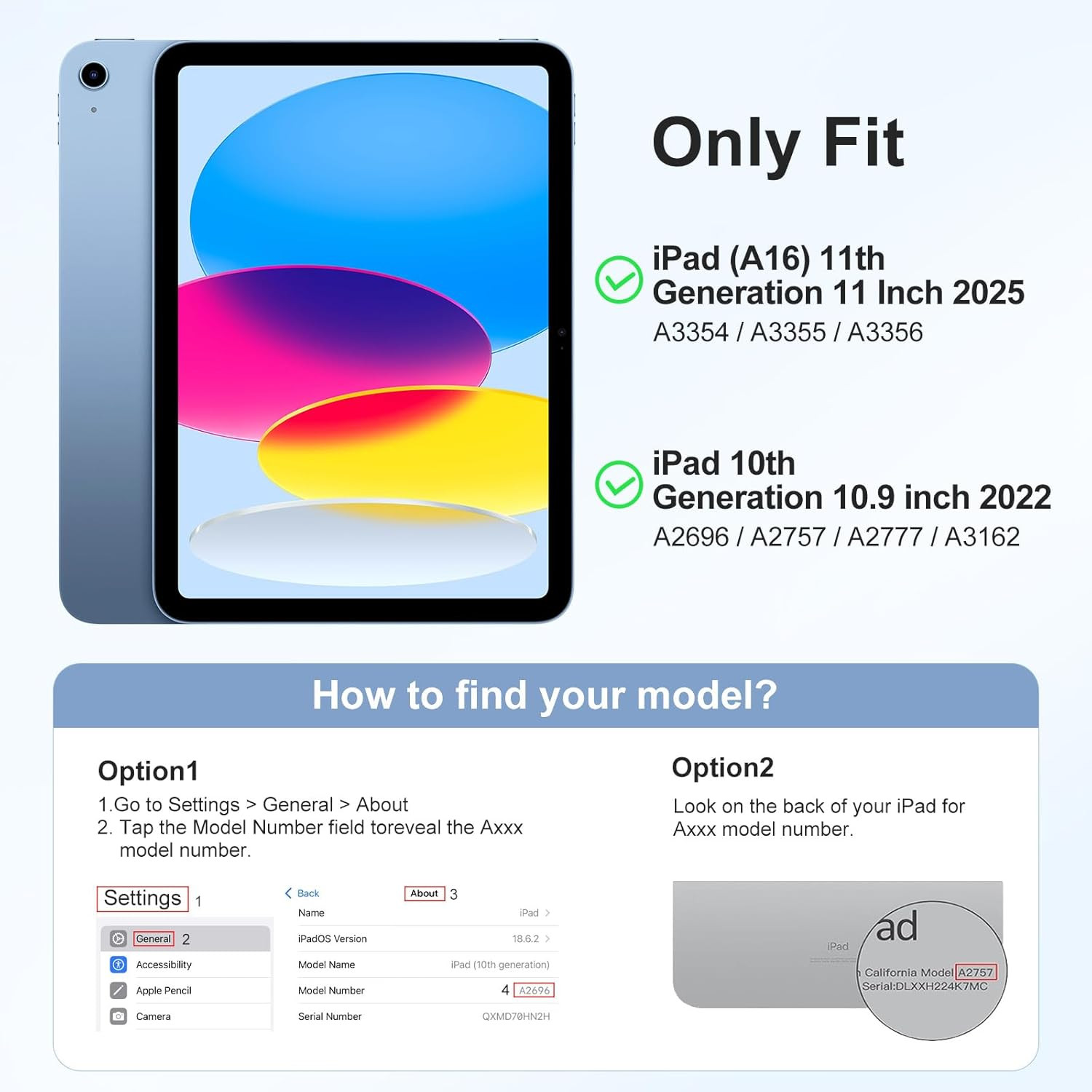 For Ipad (A16) 11Th Generation Case 11 Inch 2025 with Screen Protector, Ipad ...