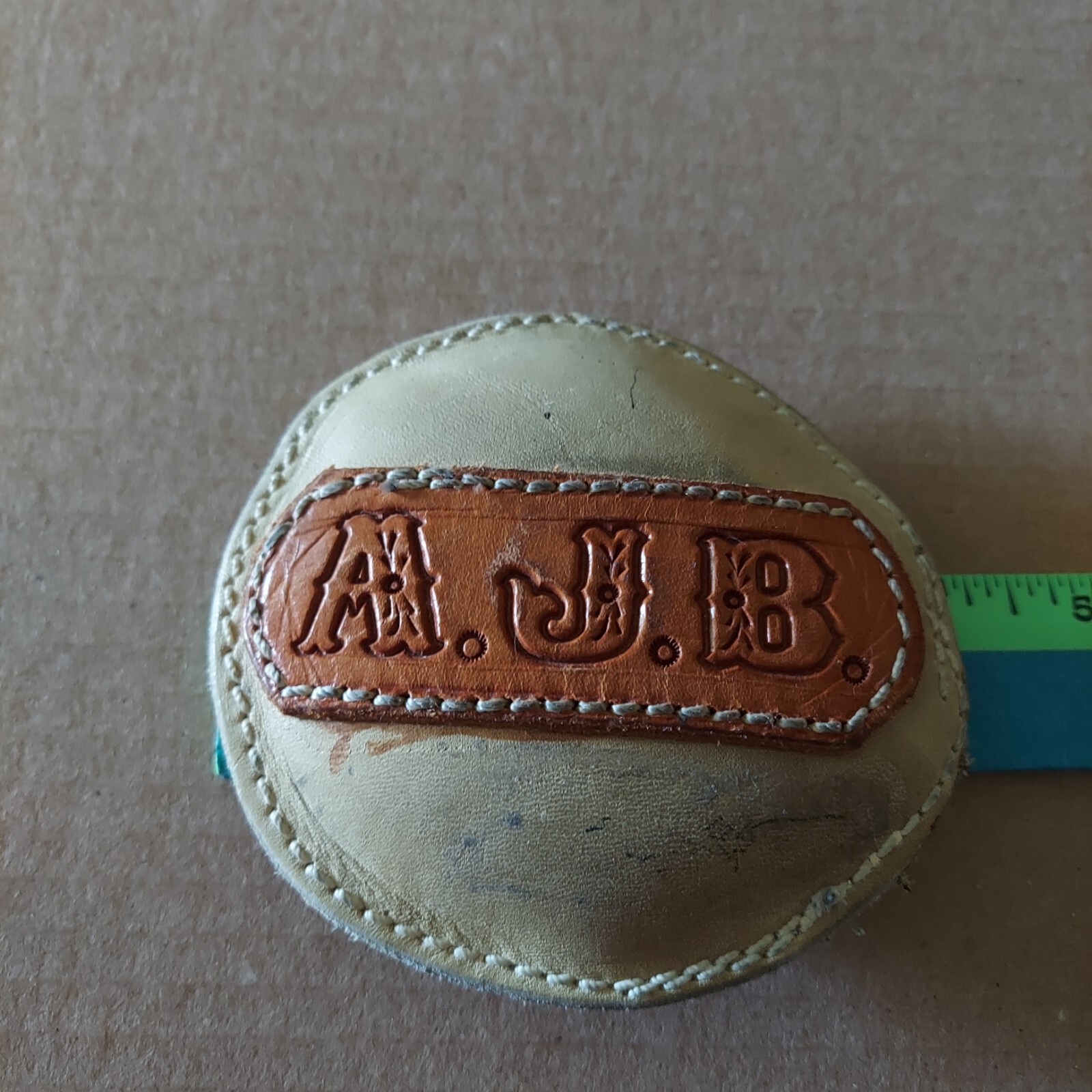 Initial Initials A J B Leather Office Paper Weight Desk Western Cowboy Style