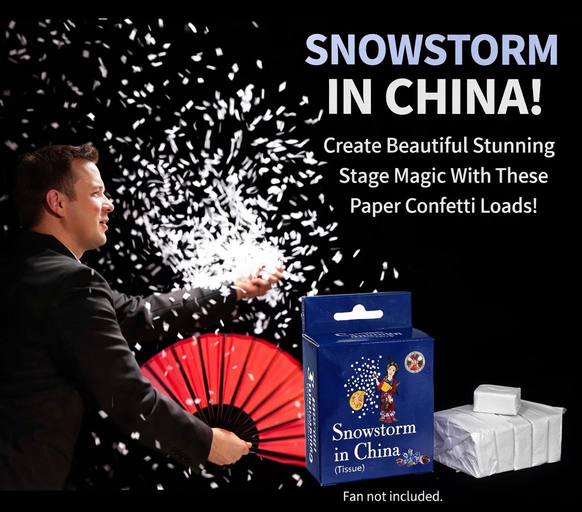White SNOWSTORM IN CHINA Magic Trick Paper Confetti Tablets Snow 10 Load Set