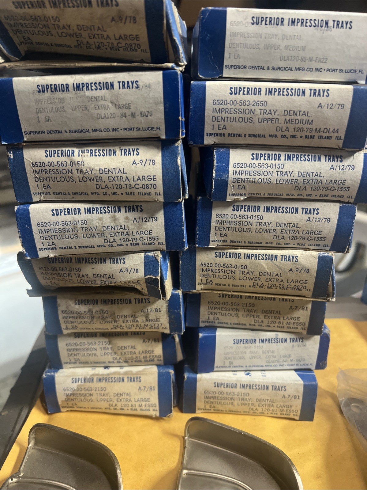 24 Superior Dental Metal Impression Trays Solid , Stainless Steel.       Box 131