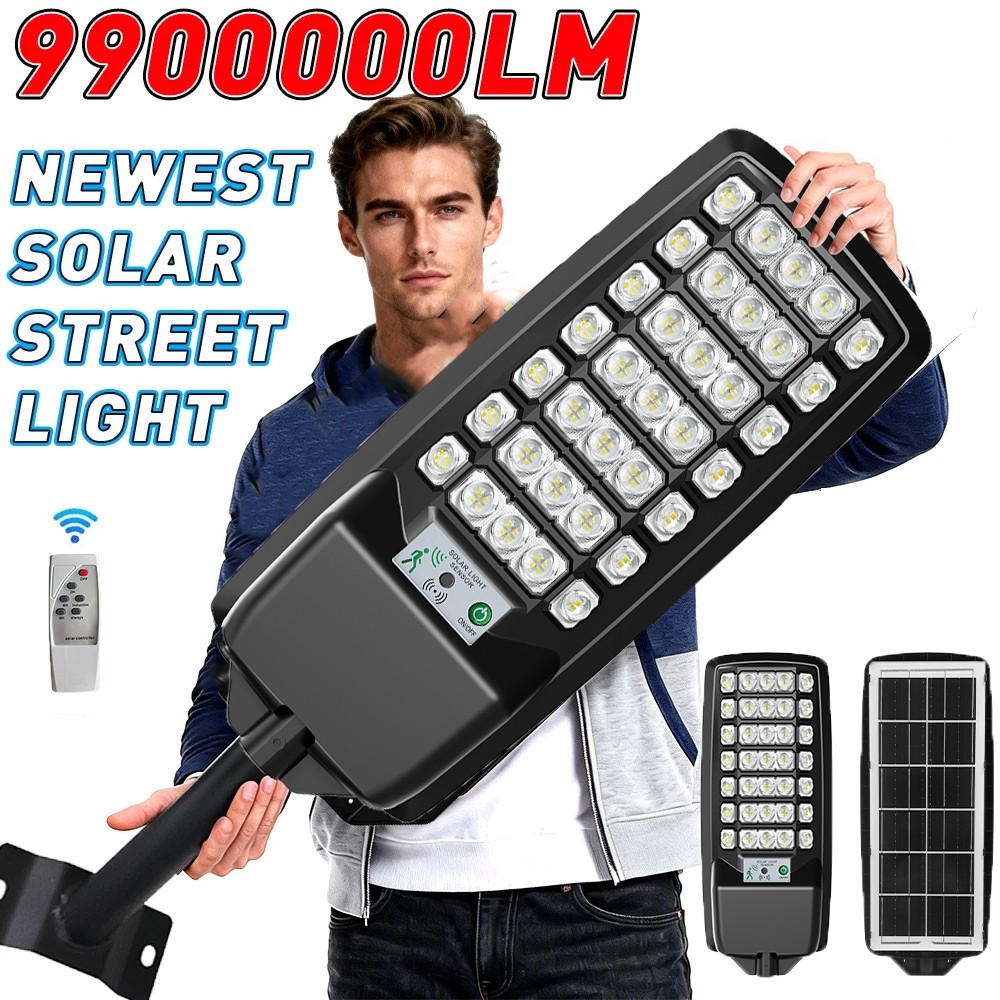 99000000LM Commercial 6000W LED Solar Street Light Dusk to Dawn Road Lamp+Pole