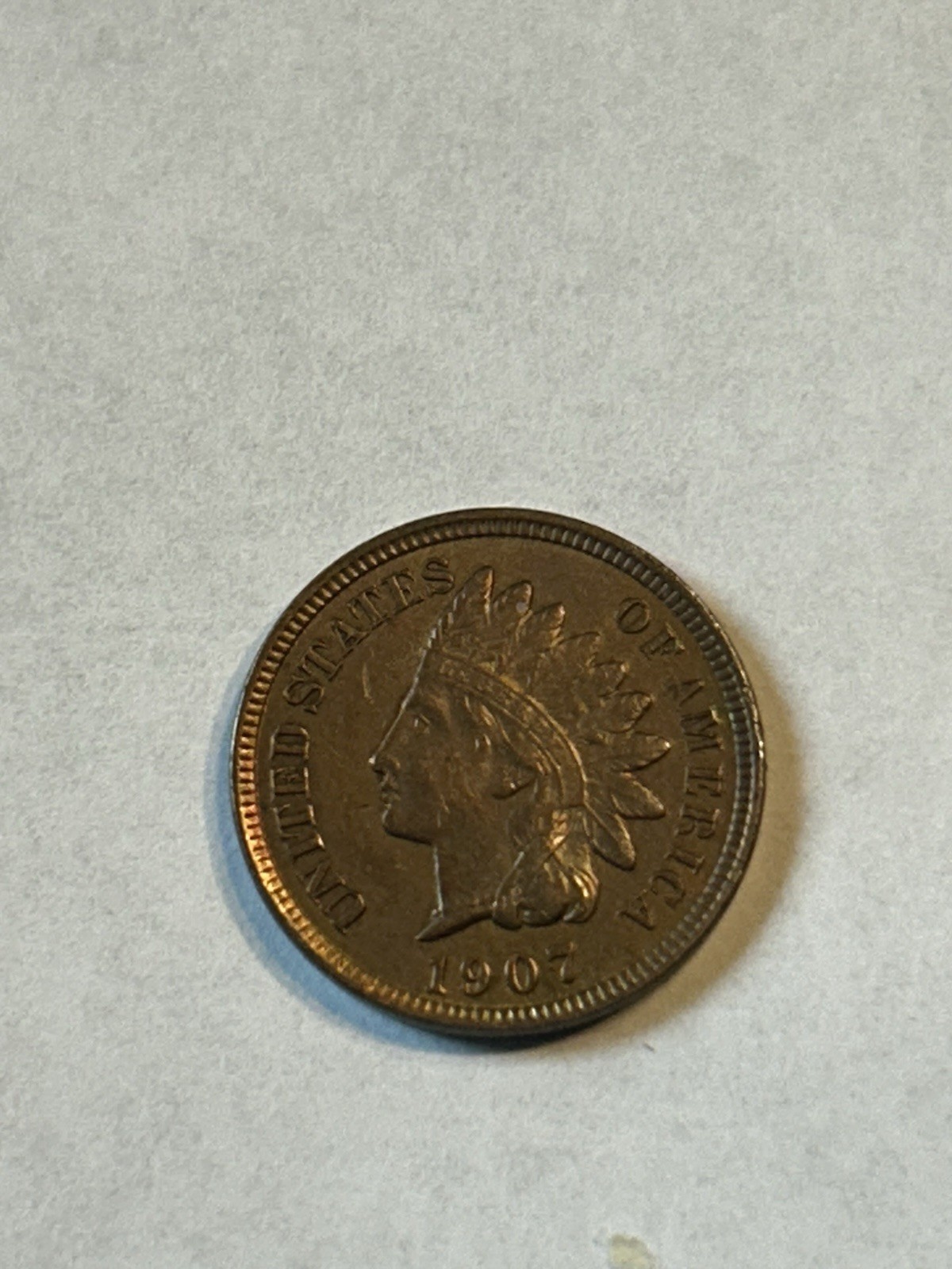 1907 Indian Cent AU+