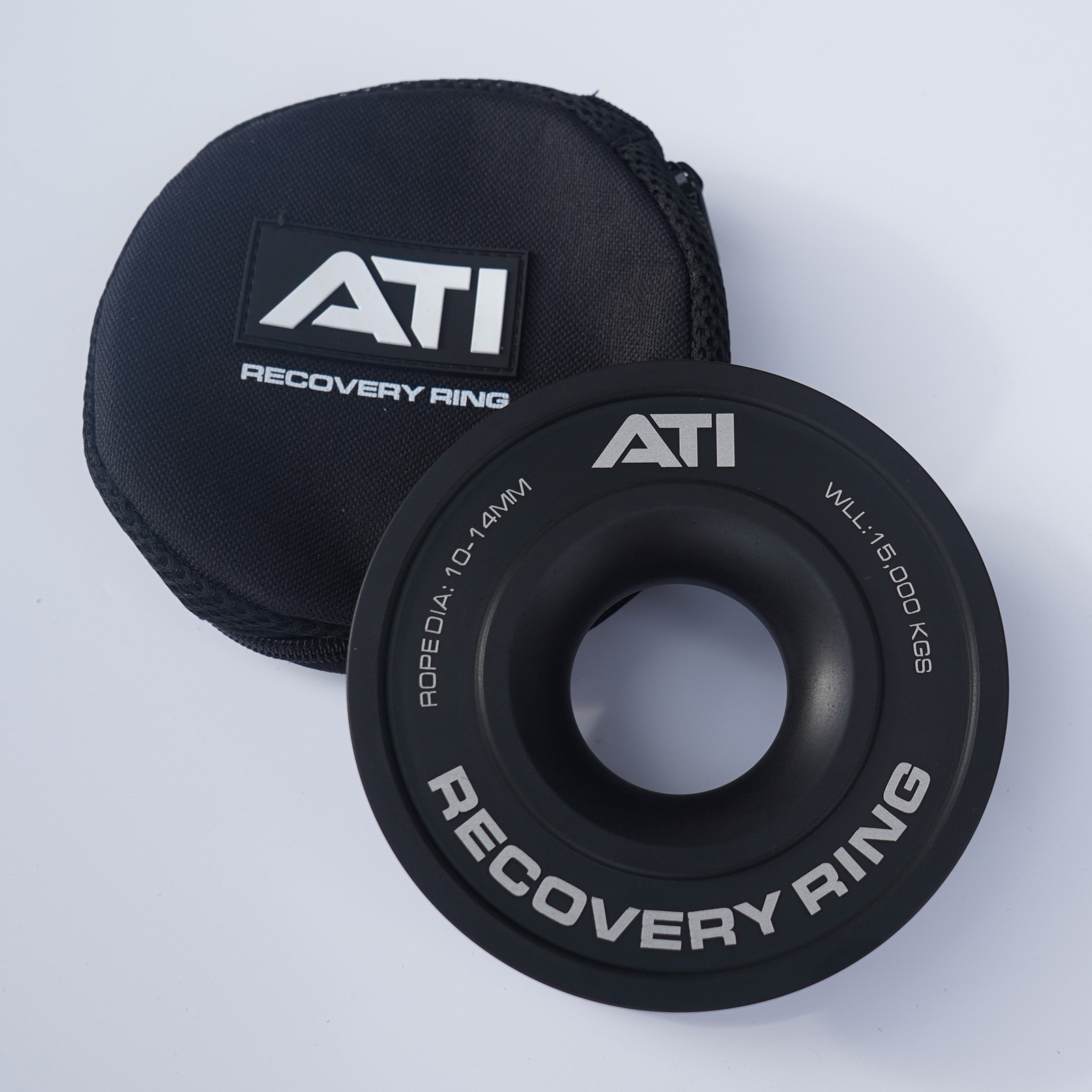 ATI 15,000KG ALLOY RECOVERY RING - BLACK - ALUMINIUM WINCH ROPE SNATCH BLOCK
