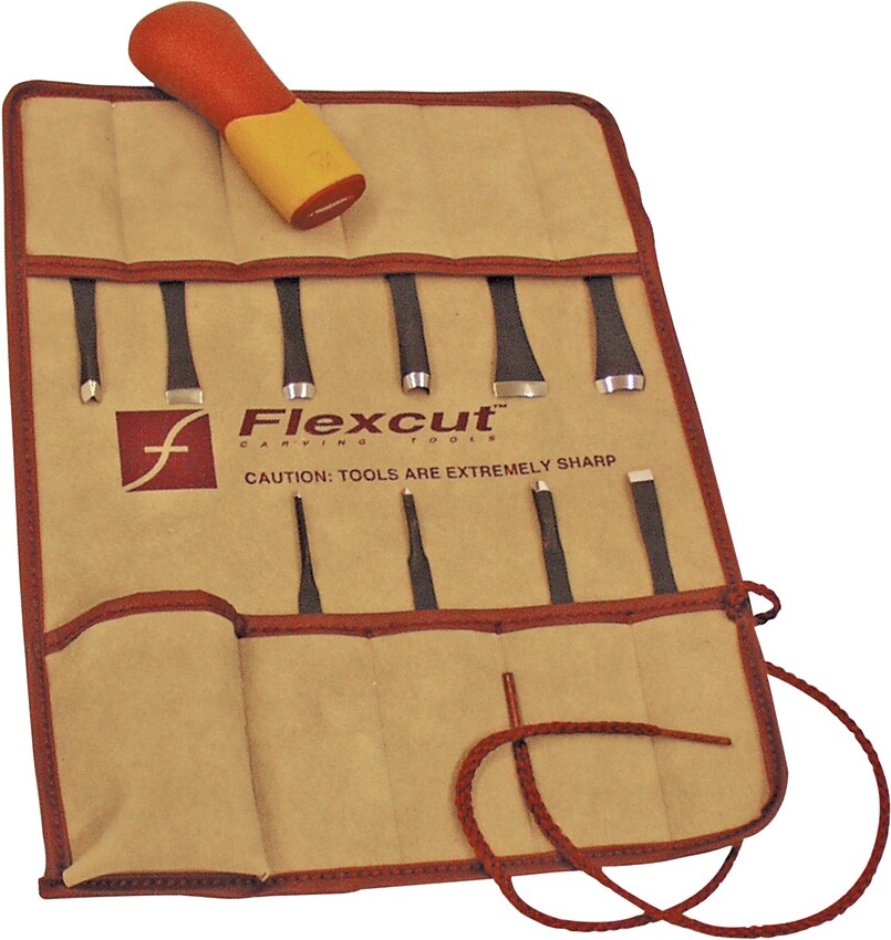 Flexcut Eleven Piece Craft Carver Set, 10 steel carving blades, # FLEXSK107