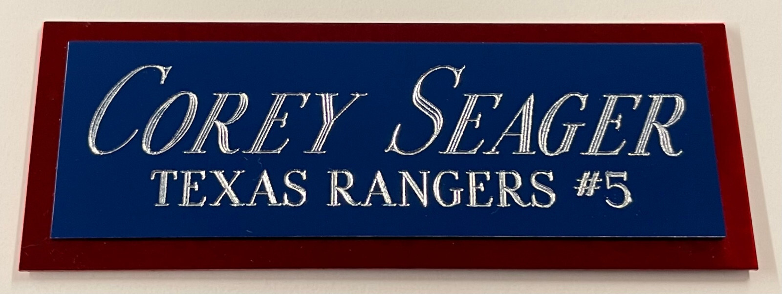 COREY SEAGER RANGERS NAMEPLATE FOR AUTOGRAPHED Signed Baseball Display cube CASE
