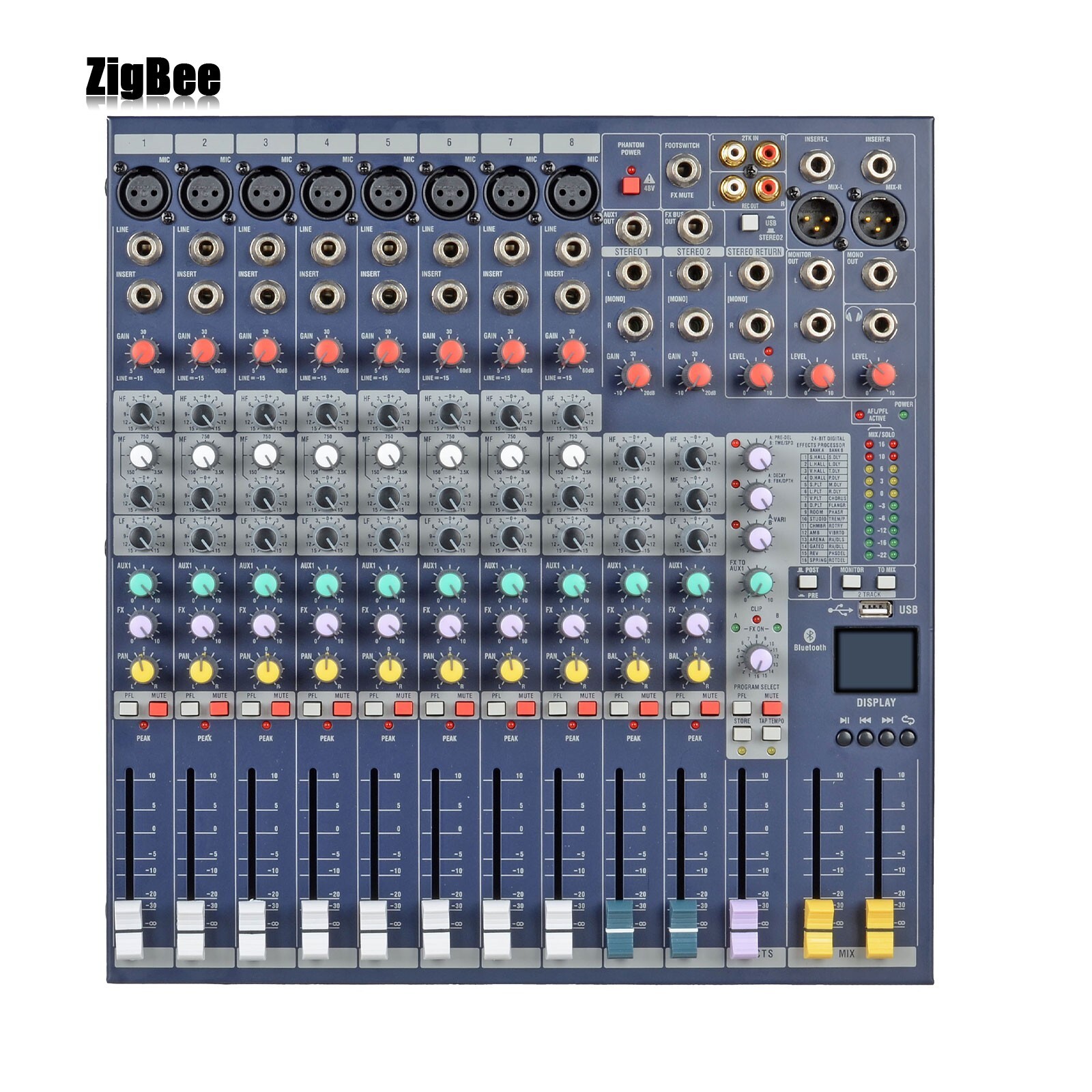 EFX8-USB Audio Mixer Mixing Console with USB Interface Reverb Effects