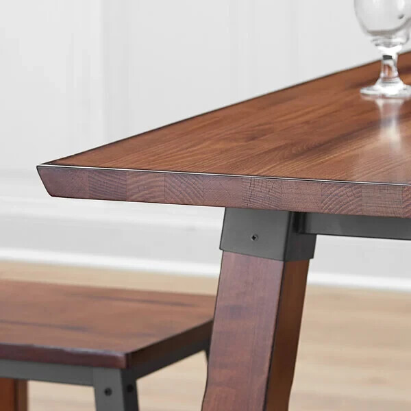 30" x 48" Rectangular Solid Wood Live Edge Restaurant Table Top in Walnut Wood