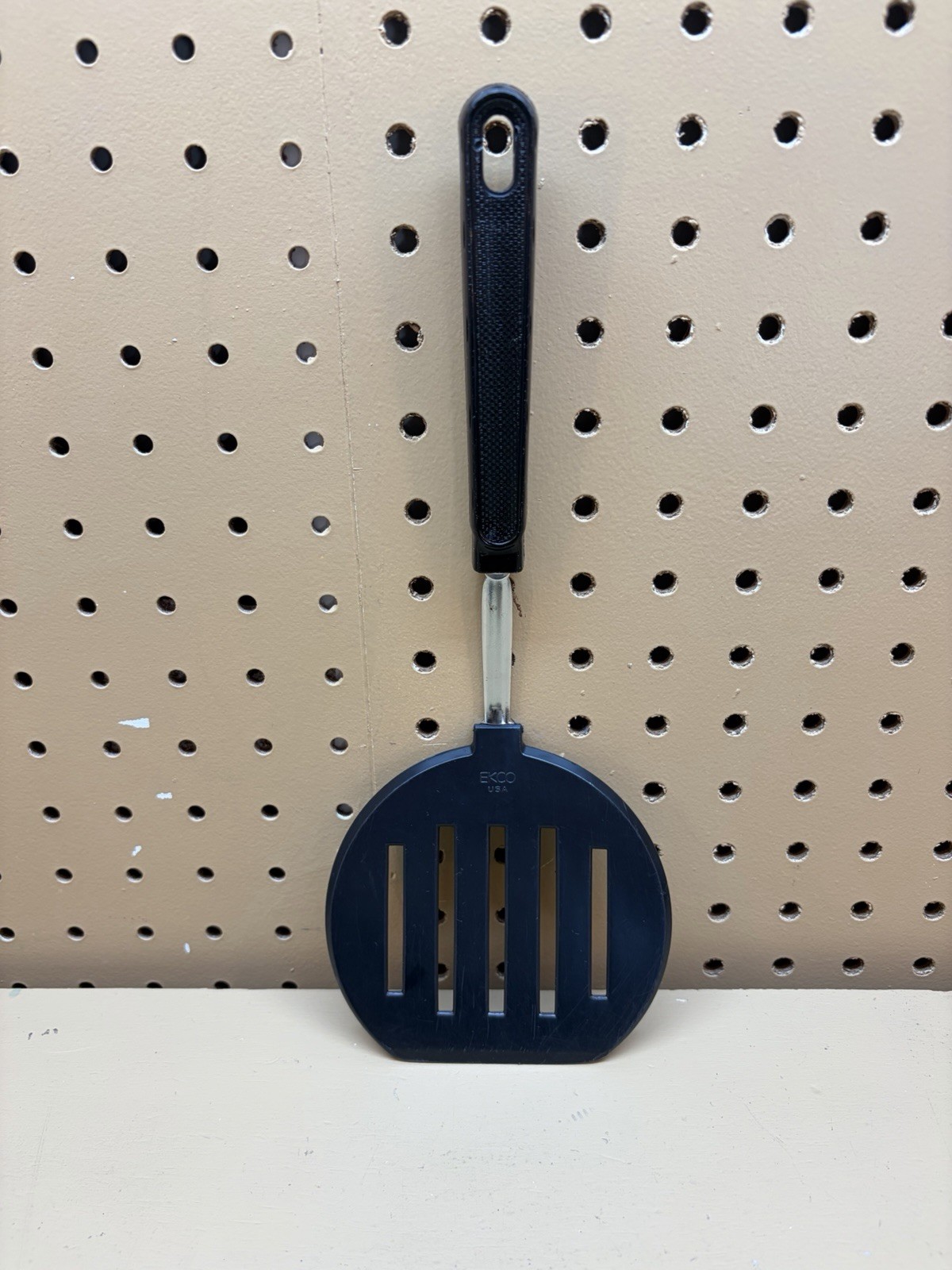 Ekco USA Vintage Slotted Spatula Turner Black Nylon Head Plastic Handle 11" Wide