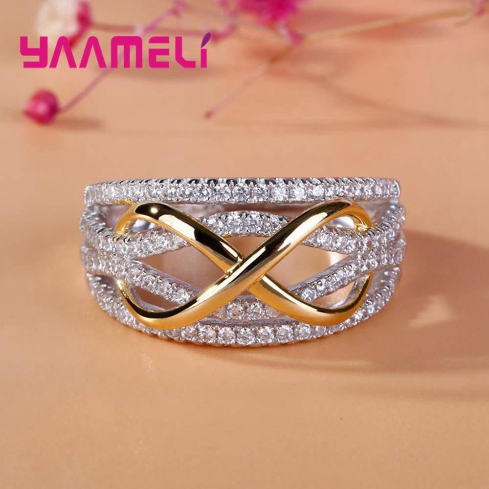 Infinity Loves Ring 925 Sterling Silver Bowknot Eternity Jewelry for Women Girls