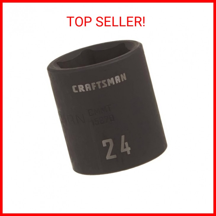 CRAFTSMAN Shallow Impact Socket, Metric, 1/2-Inch Drive, 24mm (CMMT15870)