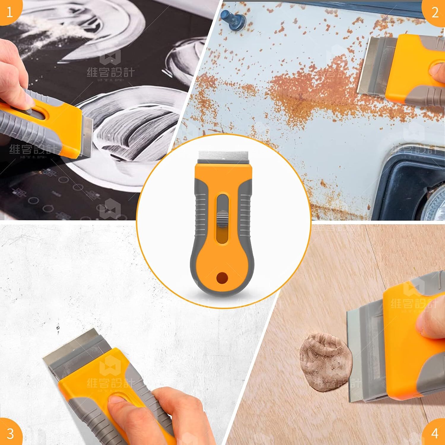 Razor Blade Scraper, 1 Pack Plastic Retractable Glass Scraper with 20 Pcs Extra