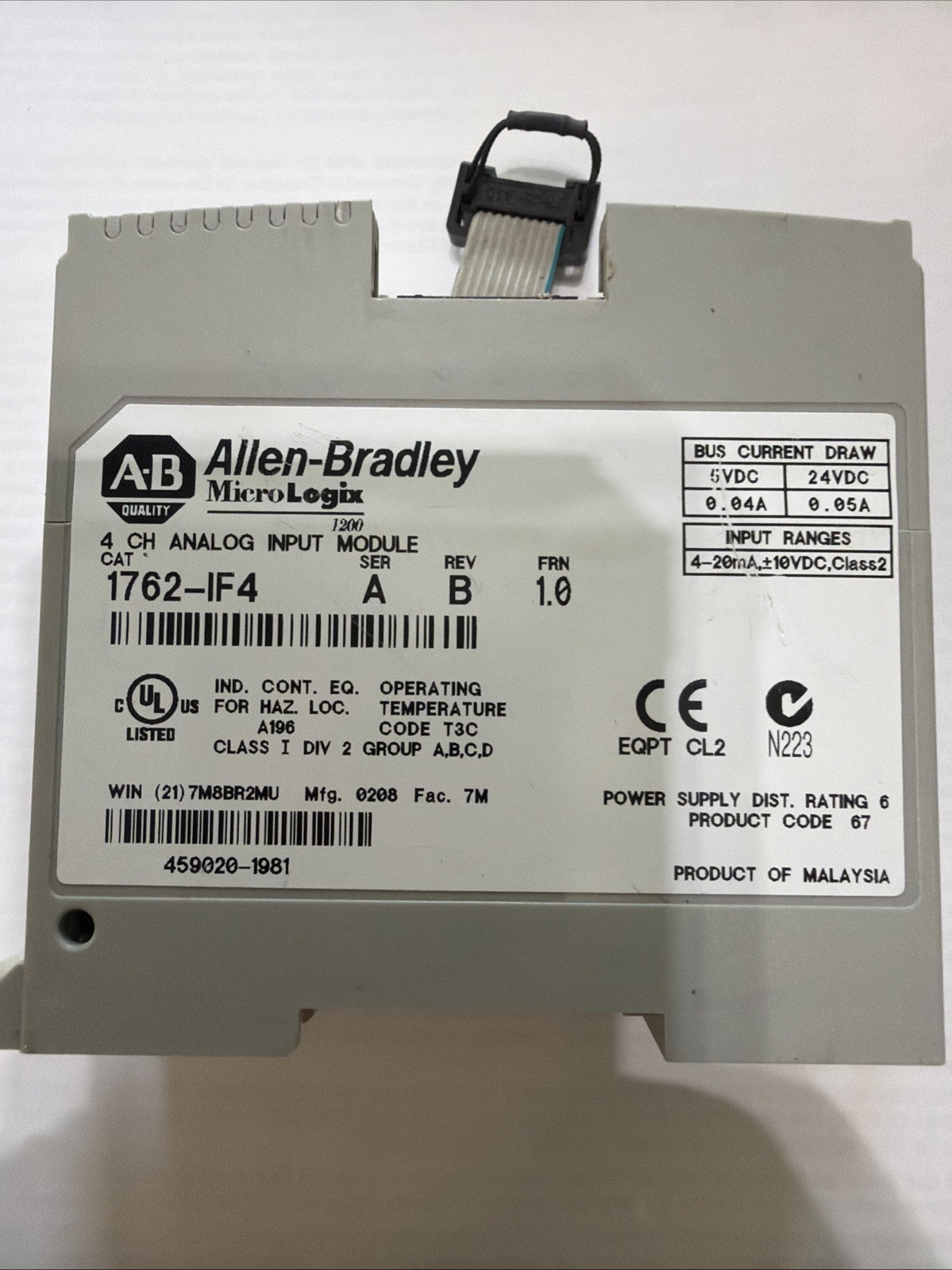 Allen Bradley 1762-IF4 Analog Input Module