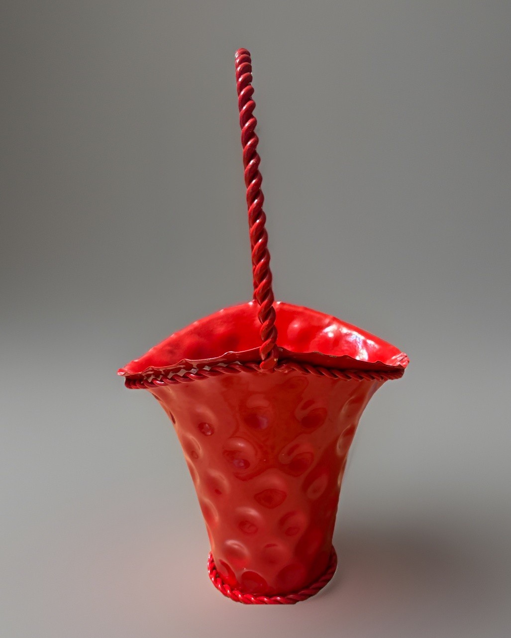 Red Metal Tin Floral Basket