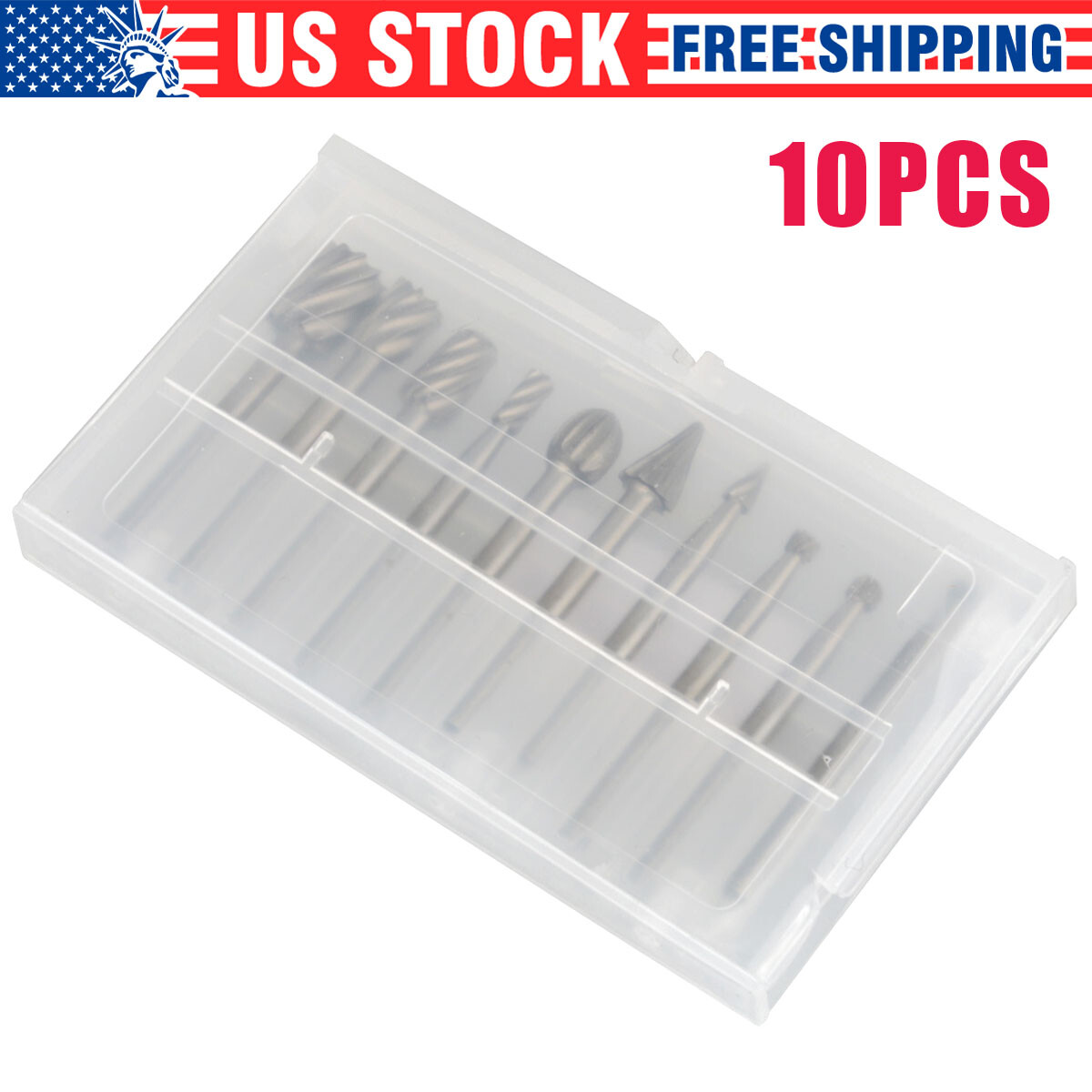 10Pc Tungsten Carbide Rotary Burr Set Grinder Bit 1/8" Shank Dremel Rotary Tool.