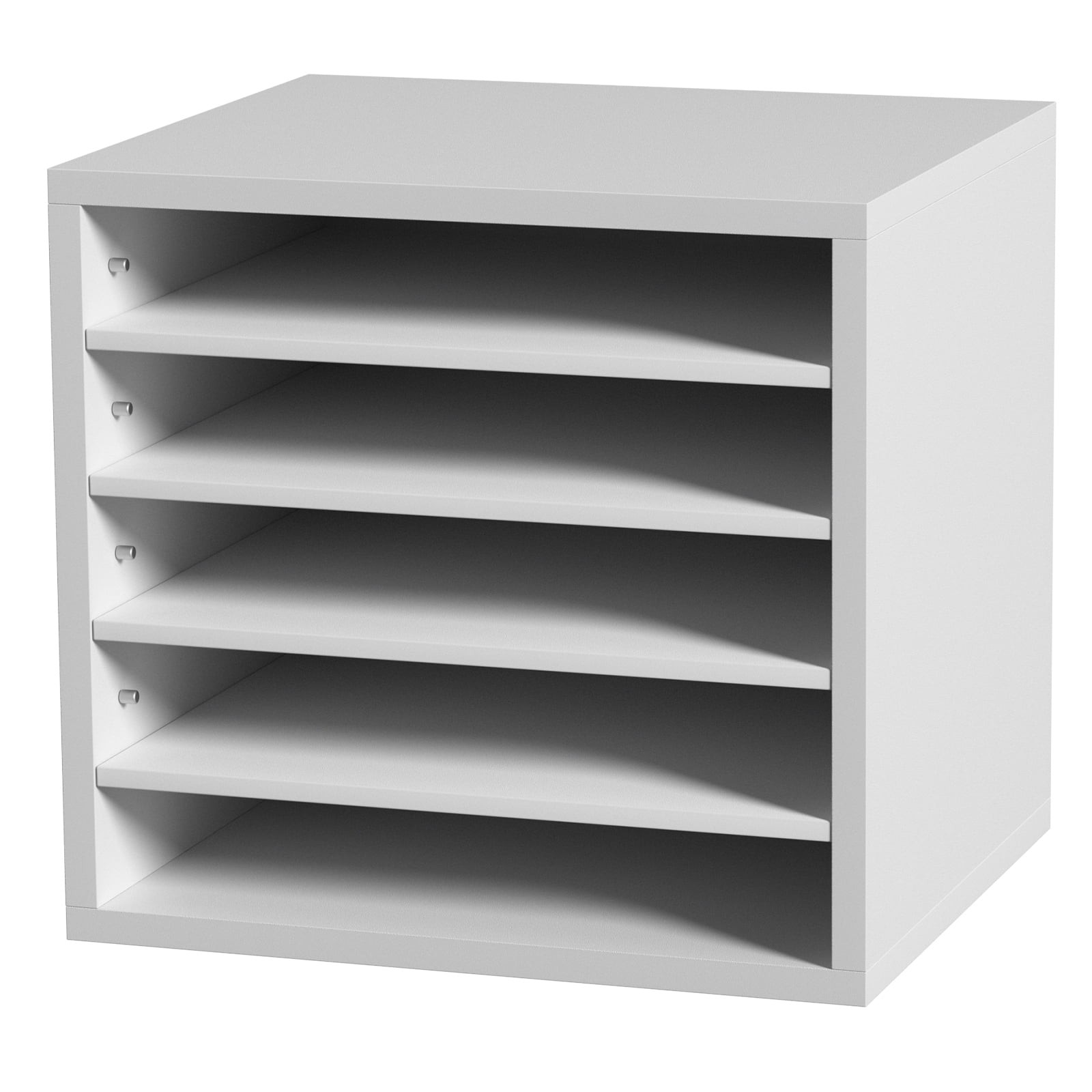 Wood Literature Organizer Adjustable File Sorter 5 Compartments White