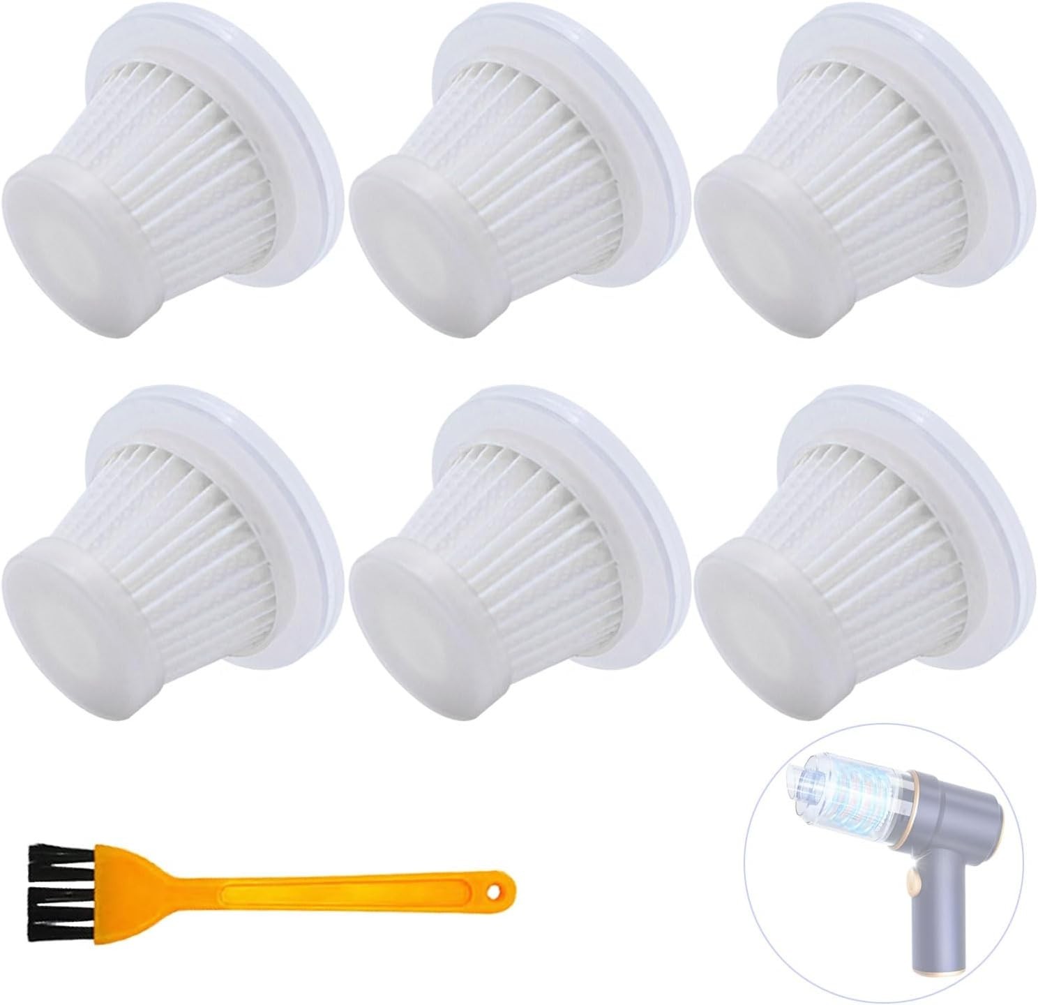 6 Pack LT 117C Filter Replacement ONLY for KMM LT 117C Handheld Car Vacuum