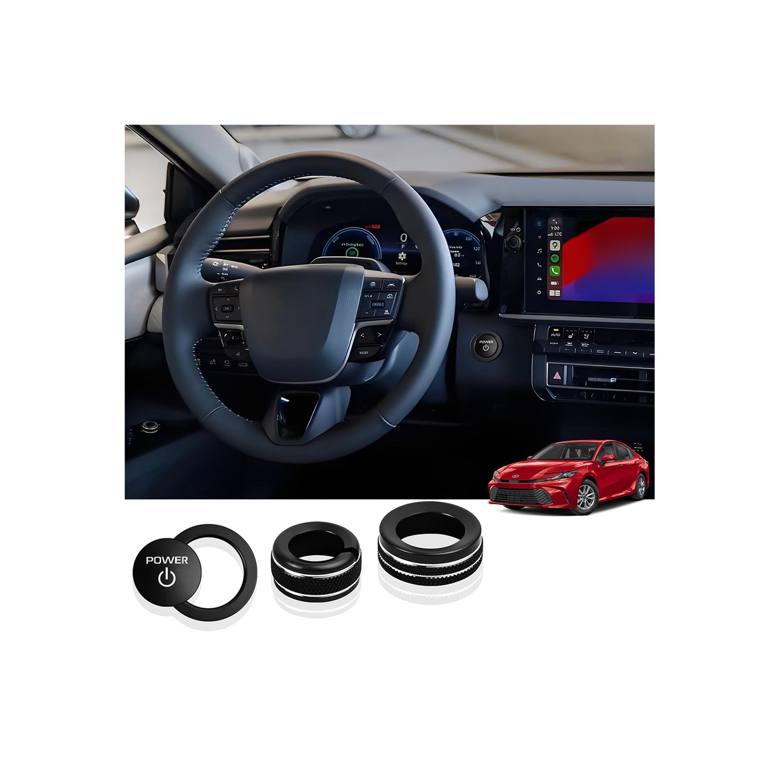 Toyota Camry 2025 2026 Aluminum Alloy Knob Cover Trim Kit  4pcs Black