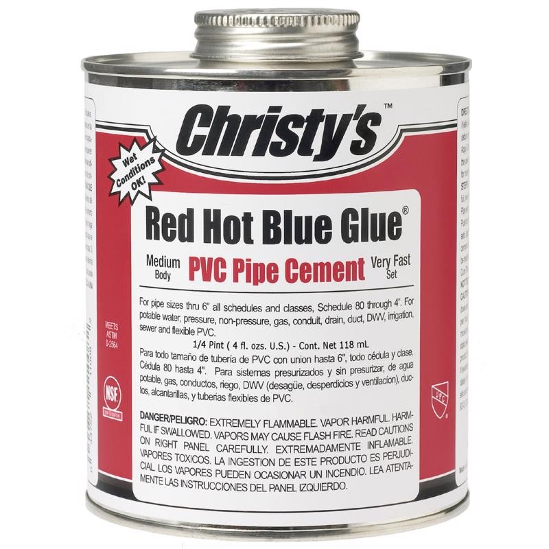Christys RH-RHBV-QP.48 Red Hot Blue Glue PVC Pipe Cement 4 oz.