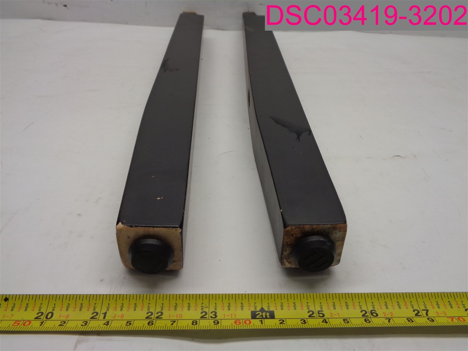2 Pc. Black Wood Chair Legs w/ Slots for Cross Bars 22-1/2" x 1-9/16" x 1-9/16"