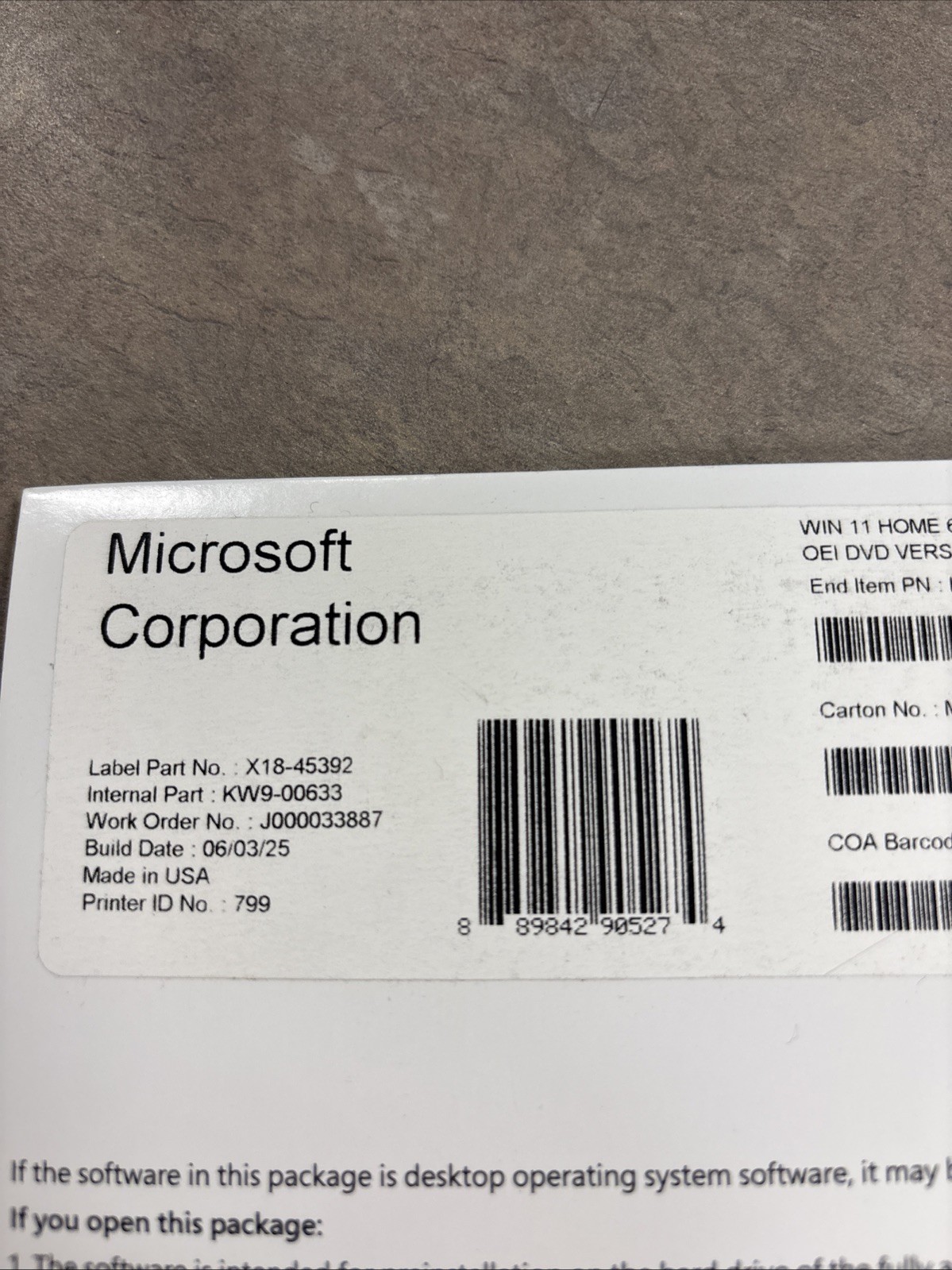 Microsoft Corporation Win Home 11 64bir Version 24H2
