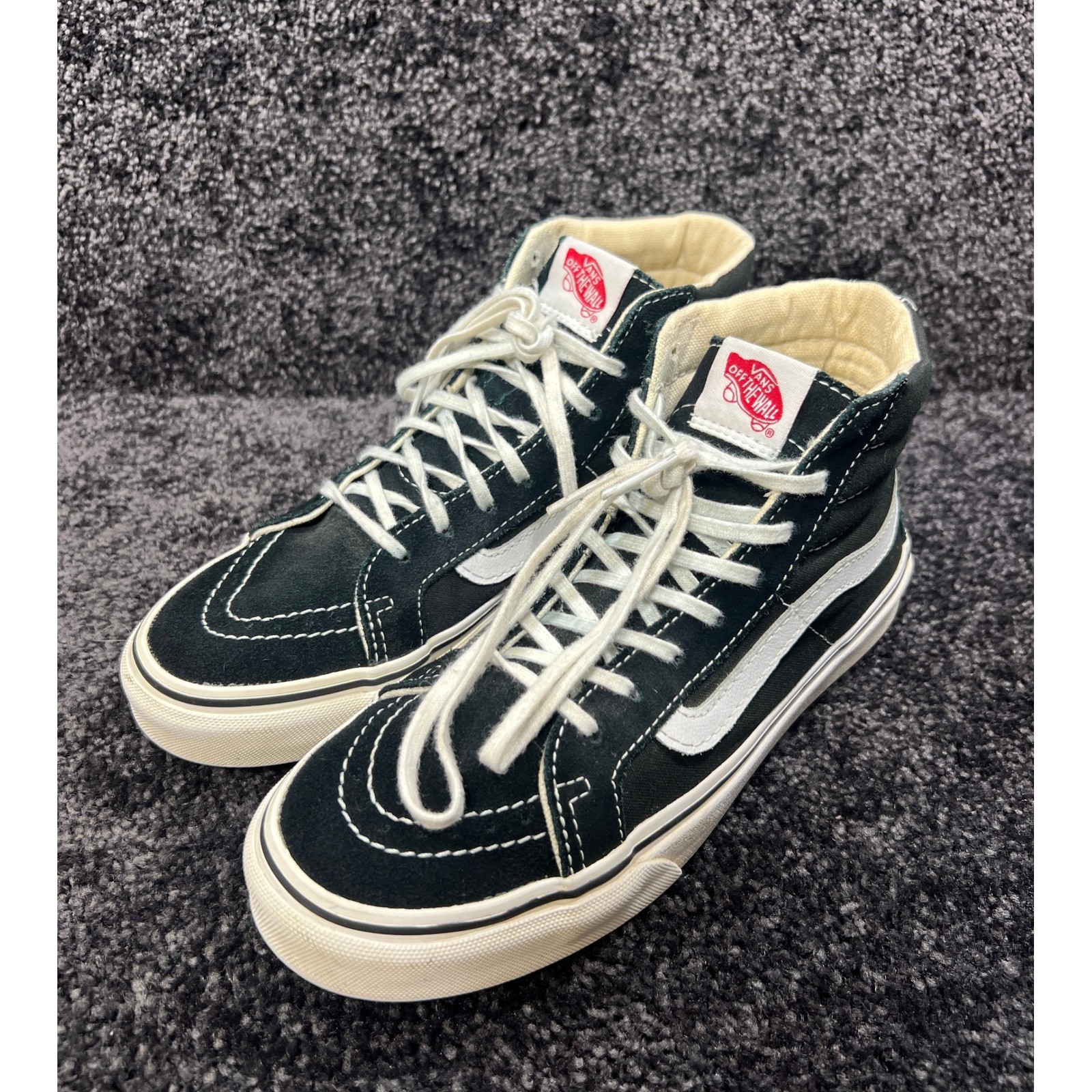 Vans Sk8-Hi High Top Skate Shoes Black White Canvas Suede Classic 5 Men 6.5 W