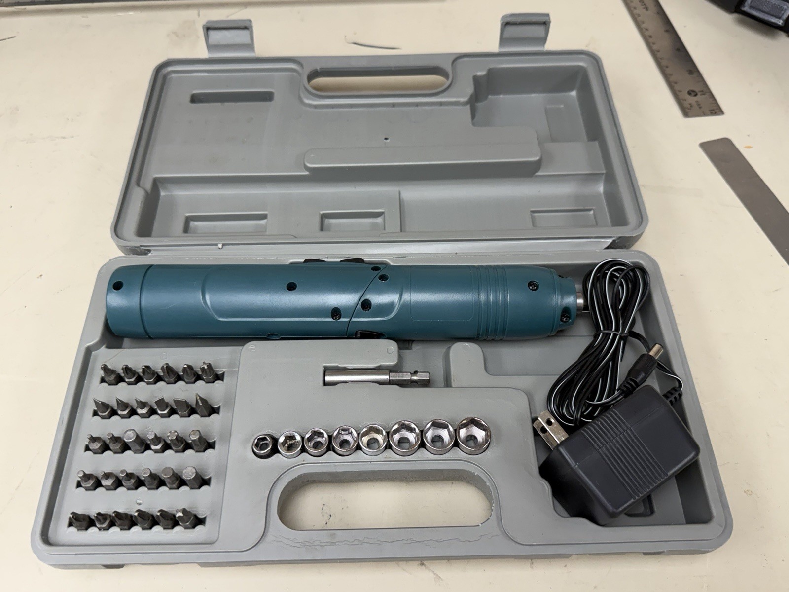 Cordless Electric Screwdriver Set w/ 30 Bits, Socket Set & Charger - Hard Case
