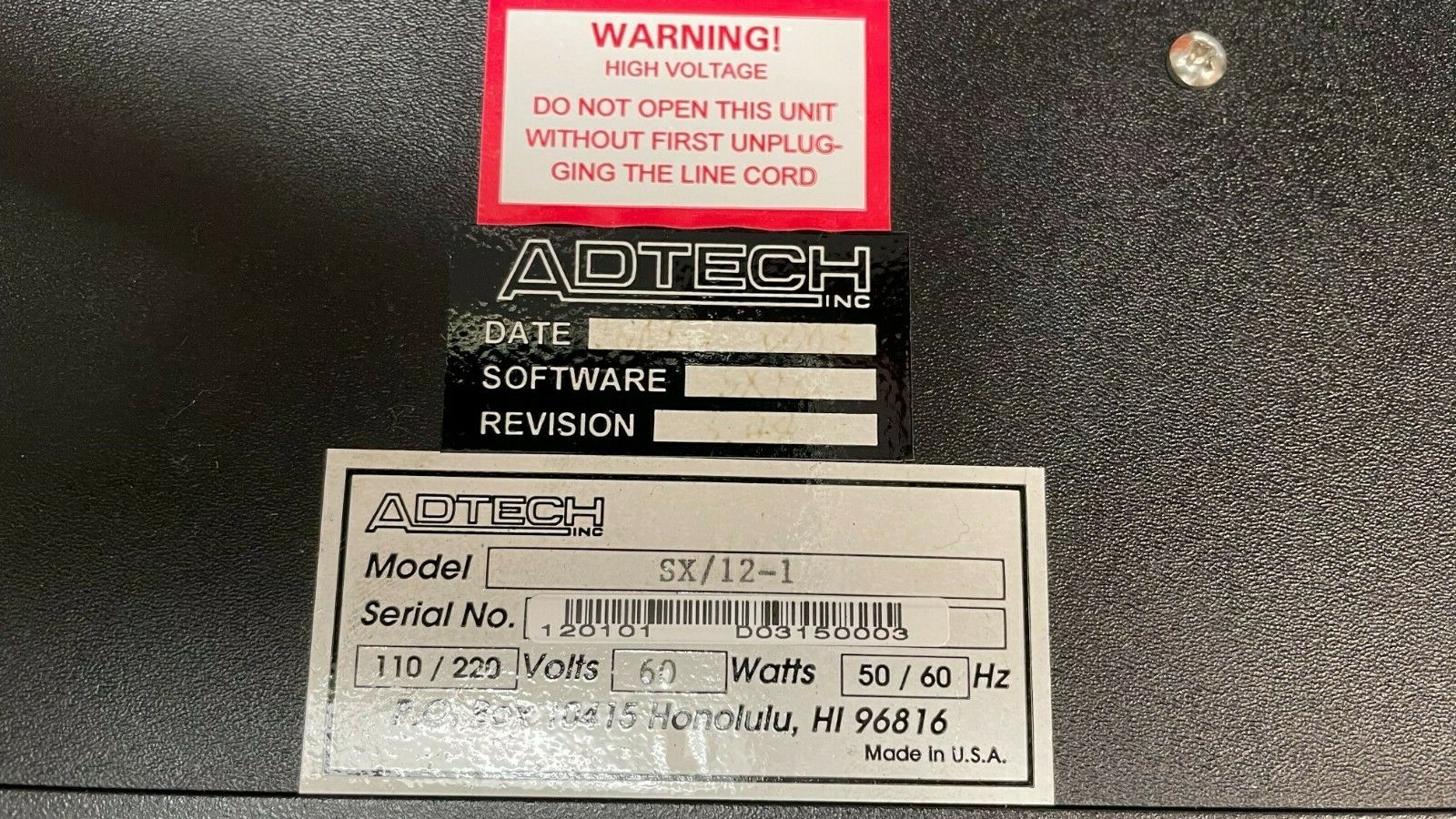 ADTECH SX/12 DATA LINK SIMULATOR (MODEL SX/12-1)