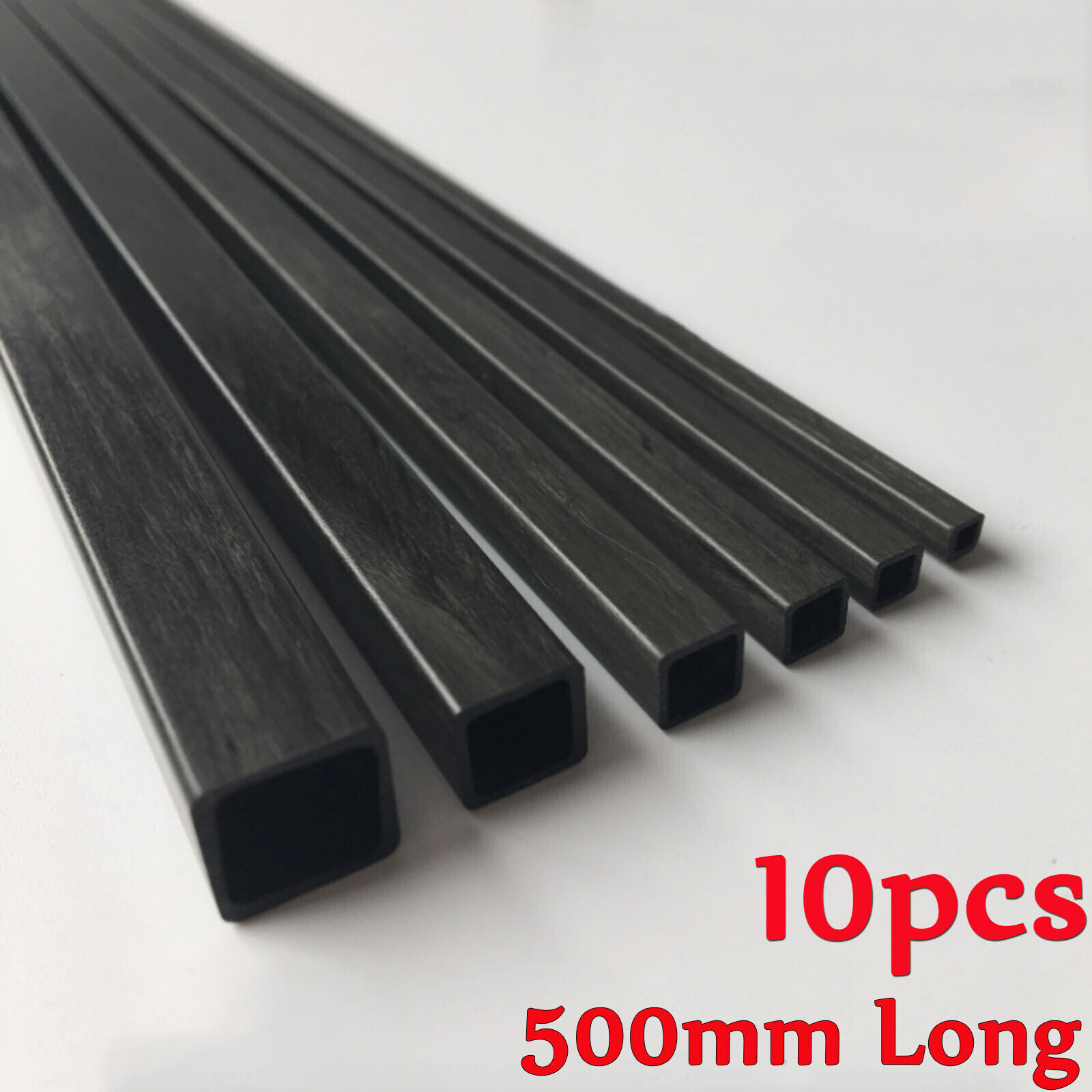 10PC 500mm Carbon Fiber Rod Hollow Square Dia 3-10mm Tube Bar Shaft For RC Model