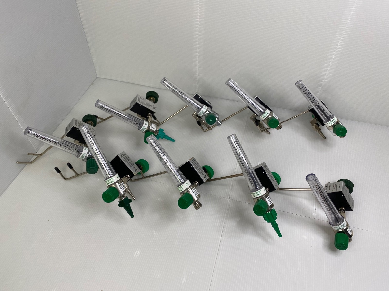 Lot of 9 Precision Medical 1MFA O2 Oxygen Flowmeter 60-80 LPM w/ E7 Eliminator