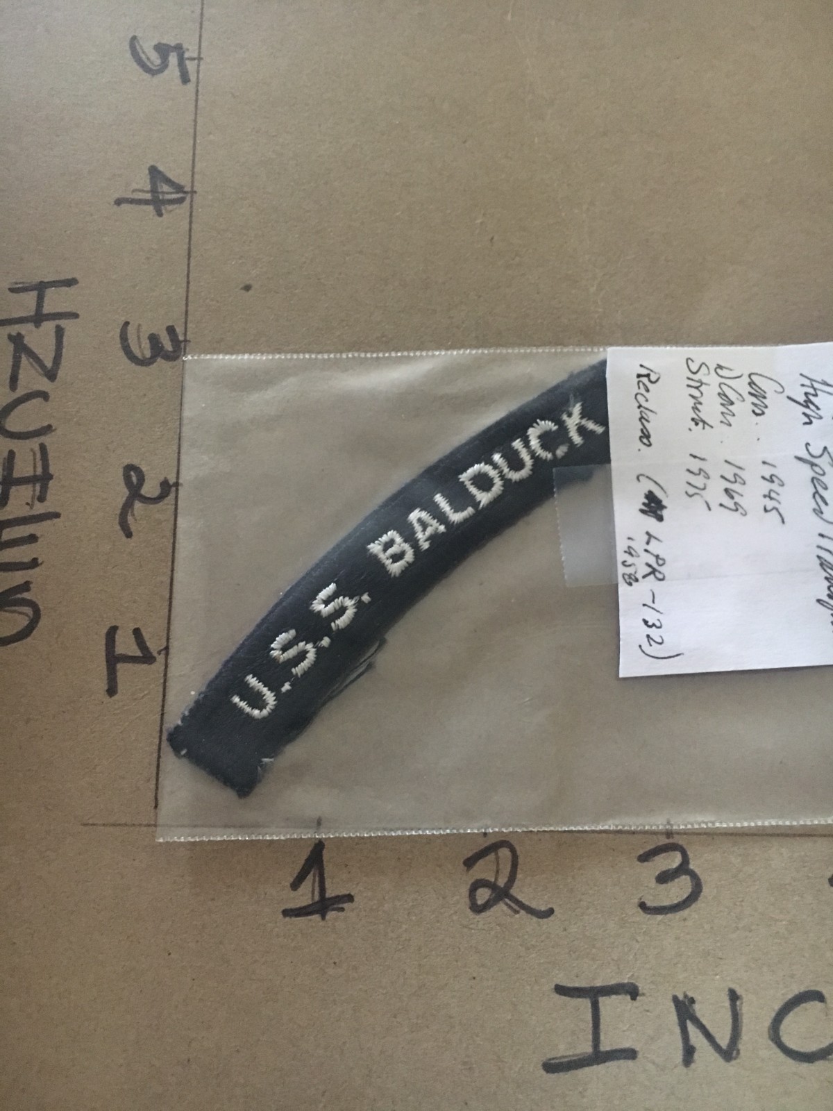 US NAVY SHOULDER STRIP TAB *** rocker *** Patch USS Balduck