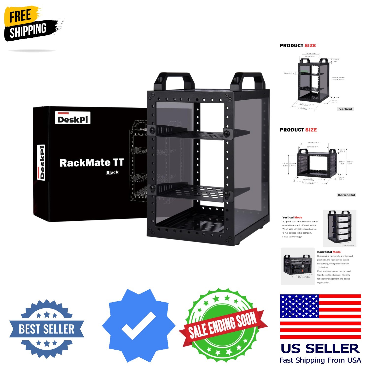 DeskPi RackMate TT Mini Server Cabinet for Mini PC, Network, Servers, Audio, ...
