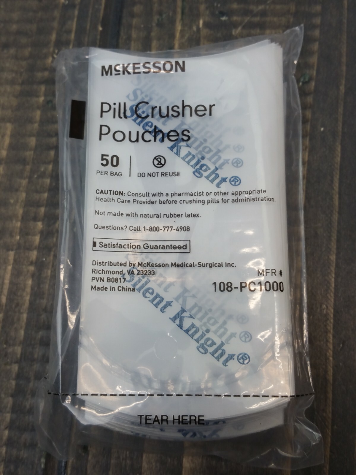 NEW SEALED - McKESSON Pill Crusher Pouches #108-PC1000 Bag of 50 )#l^