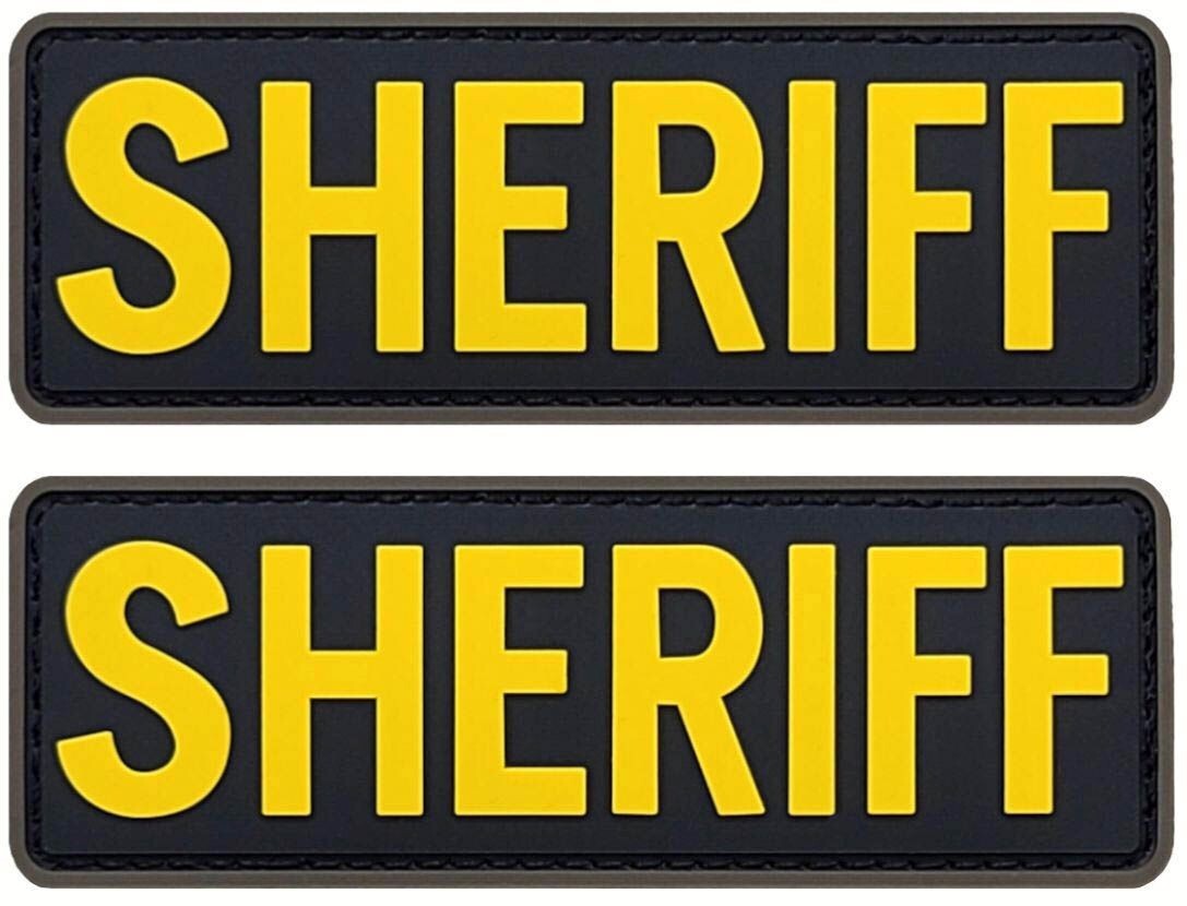 SHERIFF PVC RUBBER TACTICAL PATCH  || 2PC PVC HOOK BACKING  3.5"X1.25"