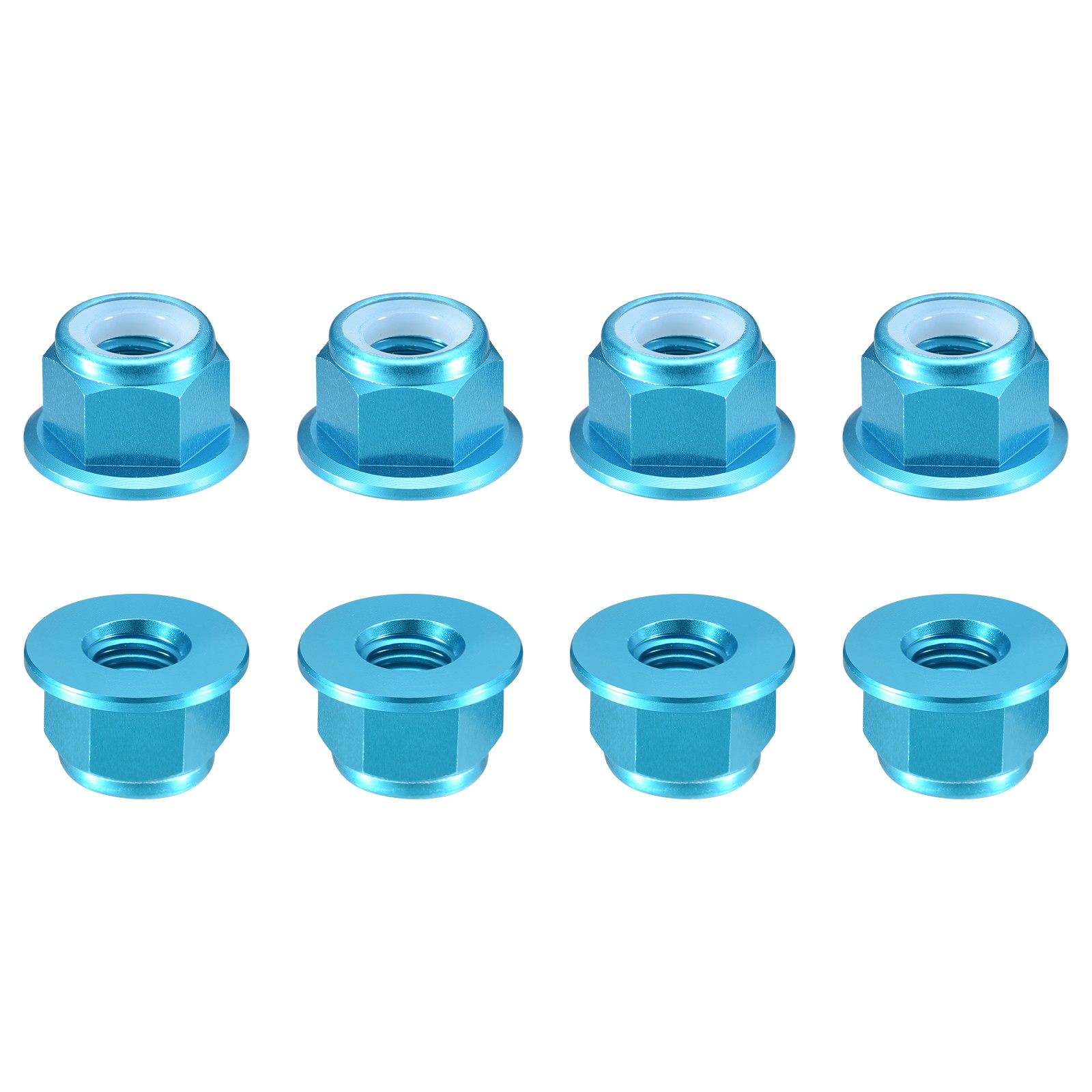 Nylon Insert Hex Lock Nuts, 8pcs - M8x1.25mm Self-Locking Nut(Sky Blue)
