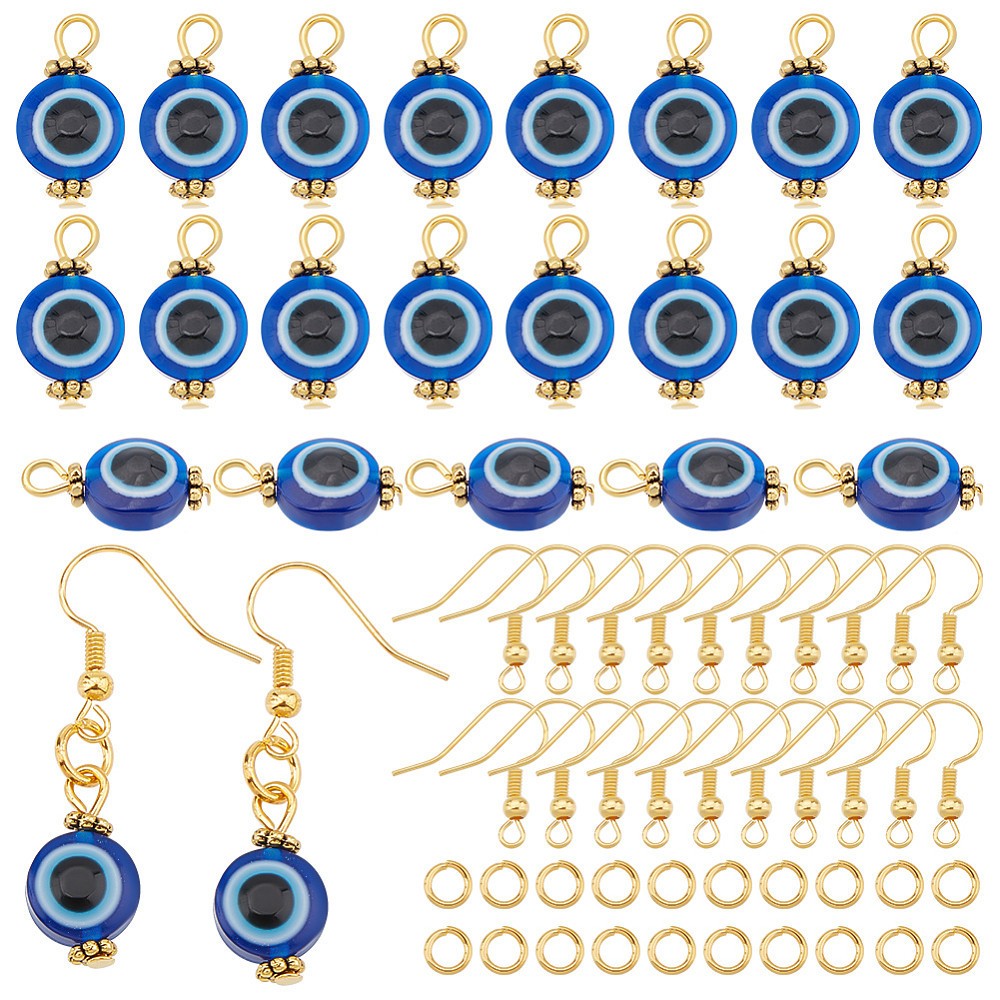 1box 300pcs Blue Earring Making Kit Including Brass Earring Hooks & Jump Rings