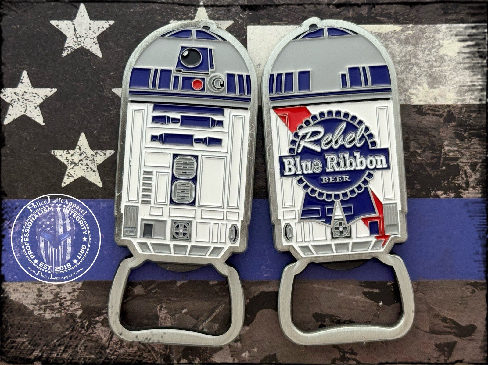 CHP R2 Blue Ribbon Bottle Cap Opener Challenge Coin
