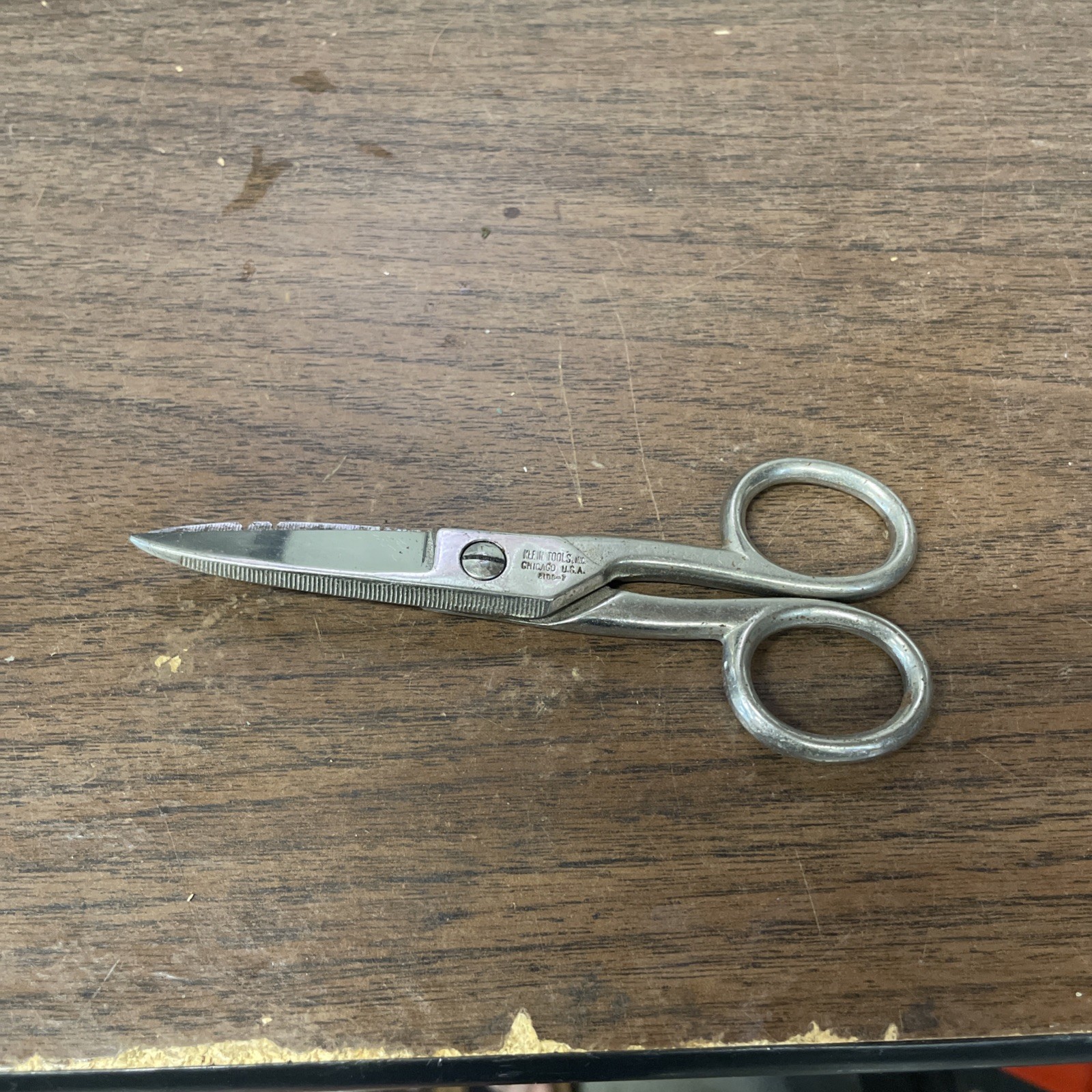 Vintage Klein Tools Electrician’s Scissors 2100-7 Nickel Chrome USA