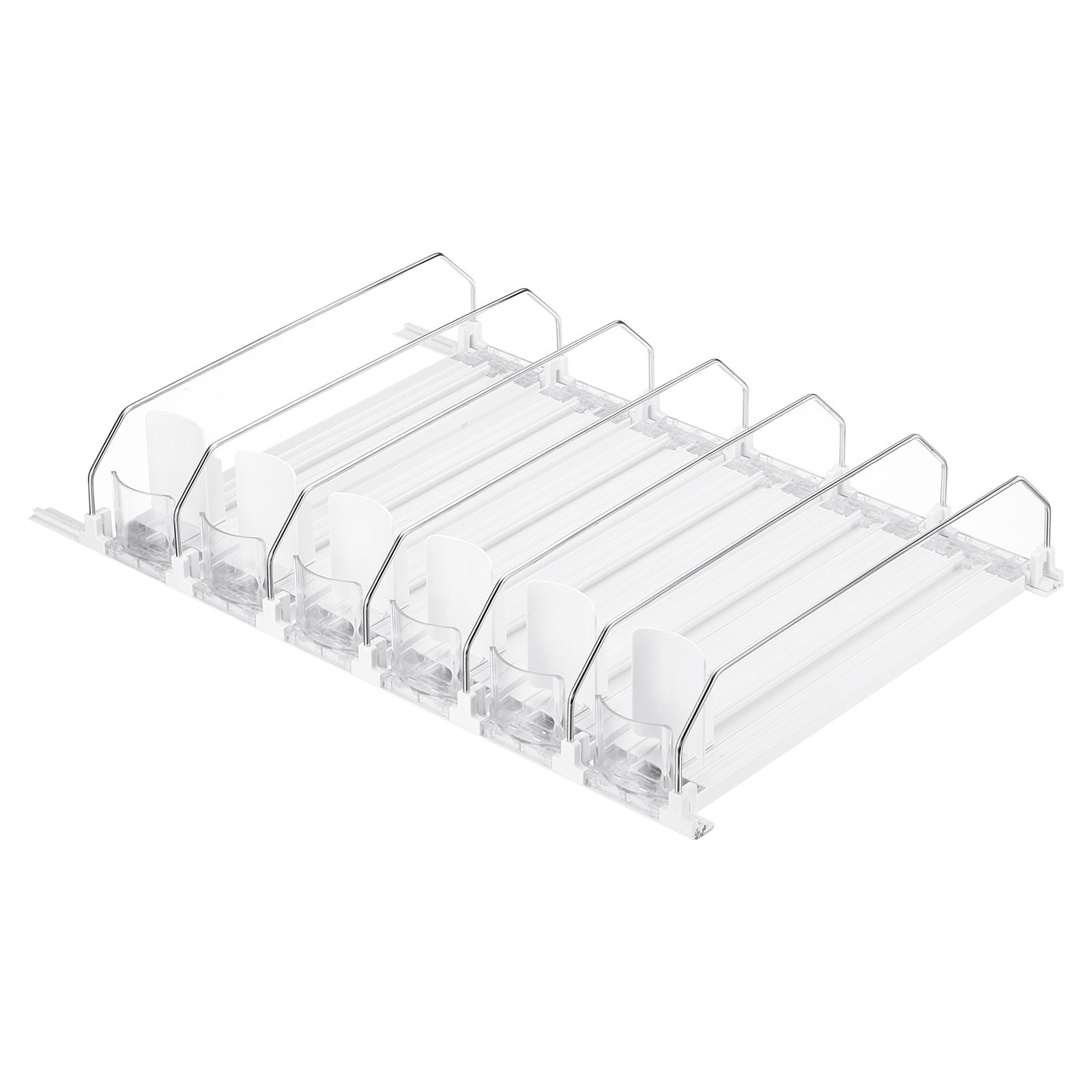6Pack Self-Pushing Soda Can Dispenser Drink Organizer for Fridge Pantry White