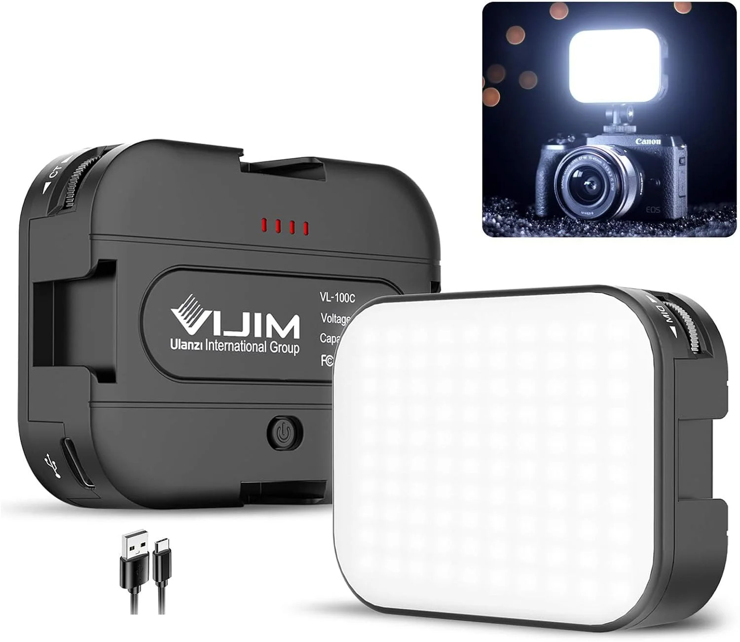 VIJIM VL100C 2 Pack Bi-Color on-Camera LED Video Light, 4 Cold Shoes CRI95 | wit