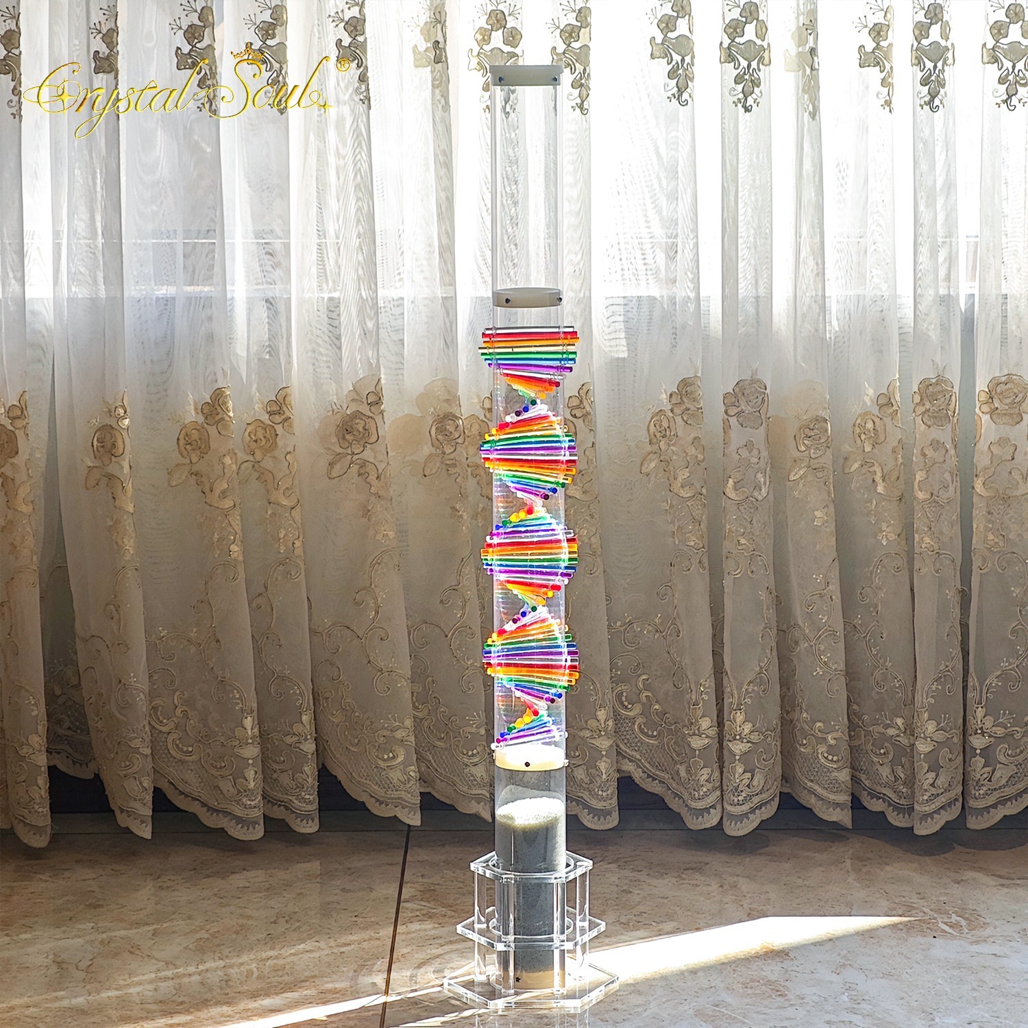 Crystal Soul Colorful 1'' DNA Rain Stick with Stand for Meditation Sound Healing