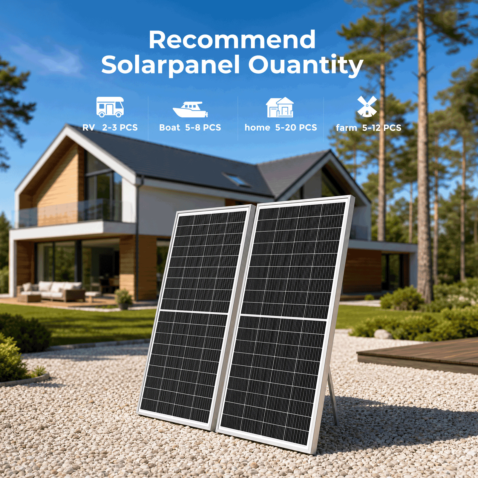 4PCS 350W 1400W Solar Panel 25.2% High Efficiency Home Shed Efficiency Off-Grid