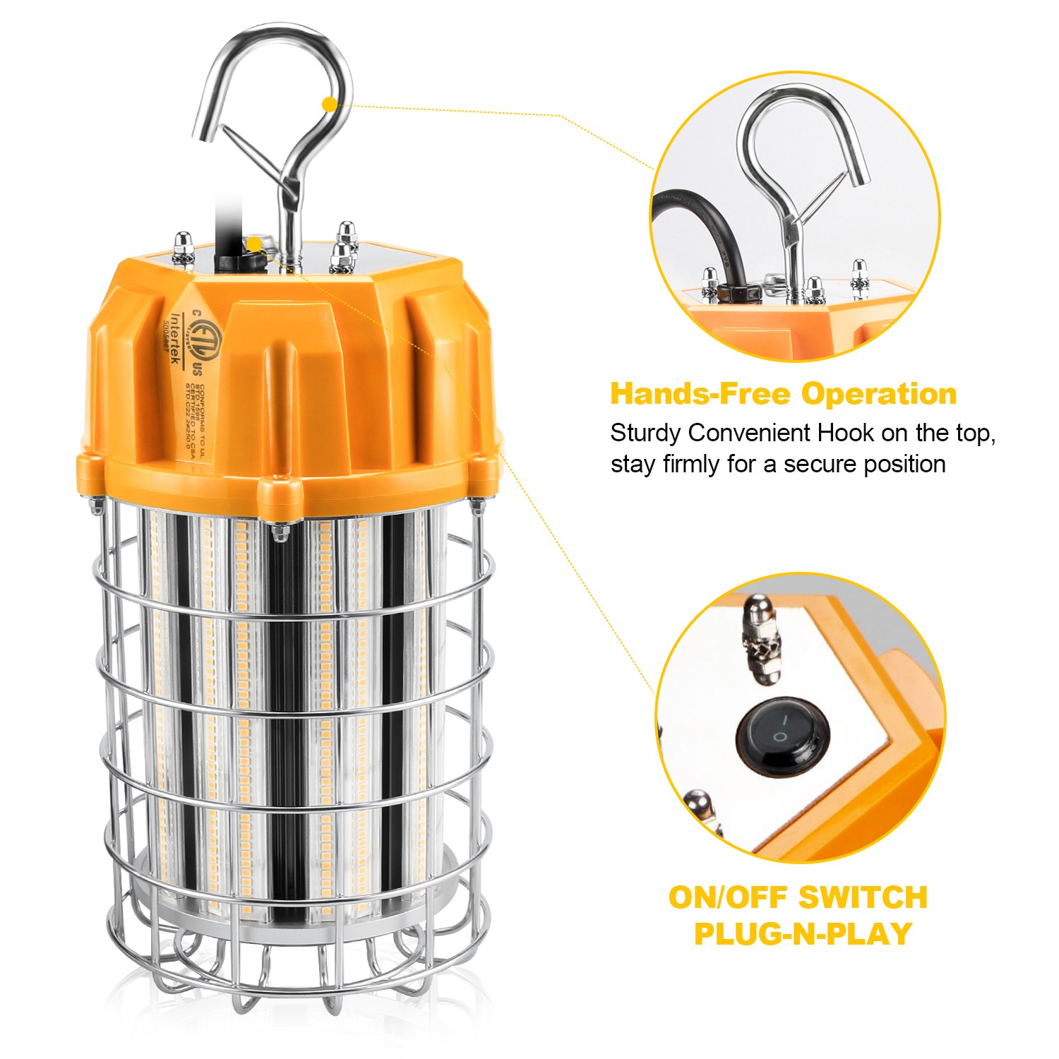 150 Watt LED Temporary Lights Plug-n-Play 5000K Hanging Construction Lightings
