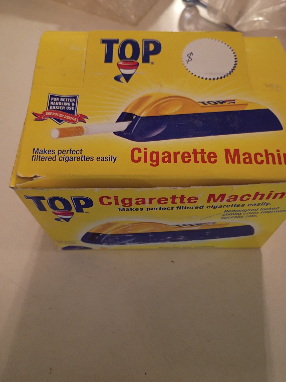 Top Cigarette Rolling Machine New Old Stock Blue / Yellow
